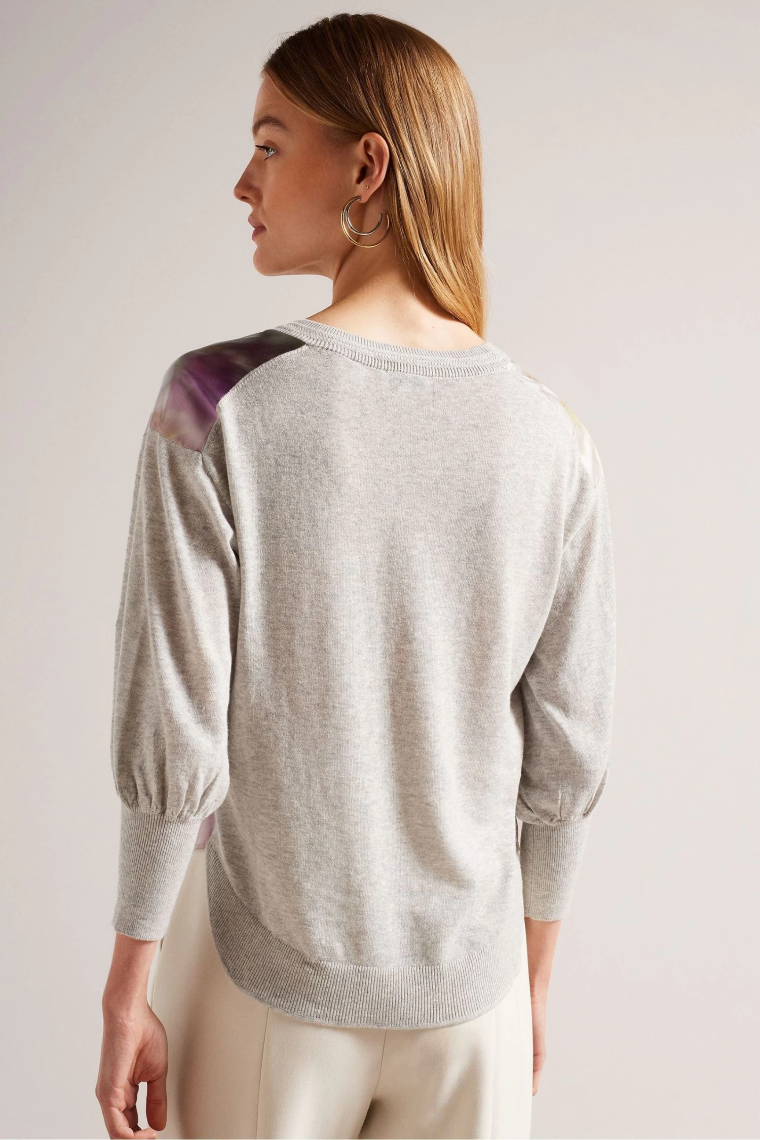 Ted Baker Green Beatric Woven Front Jumper With Sleeve Detail - Image 2