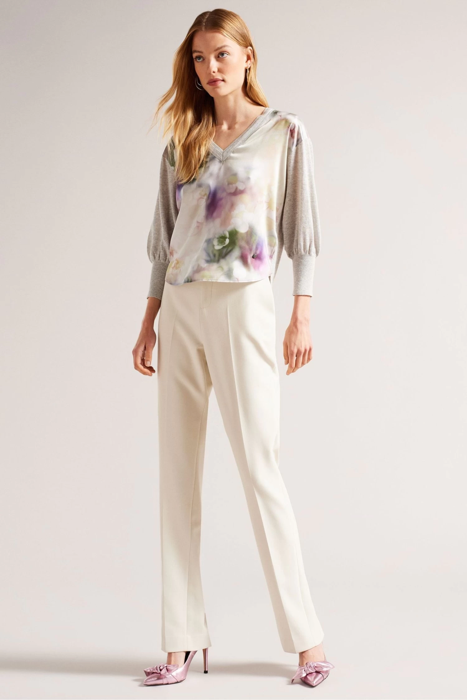 Ted Baker Green Beatric Woven Front Jumper With Sleeve Detail - Image 3