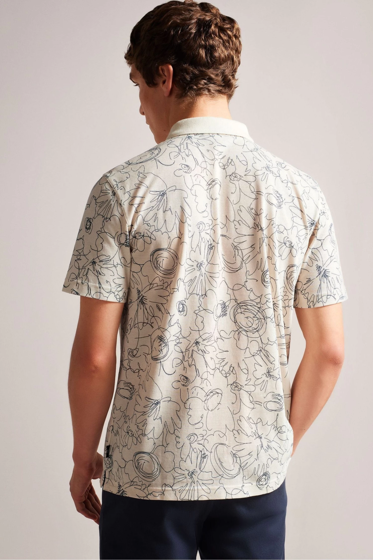 Ted Baker Natural Holler Short Sleeve Regular Printed Polo Shirt - Image 2