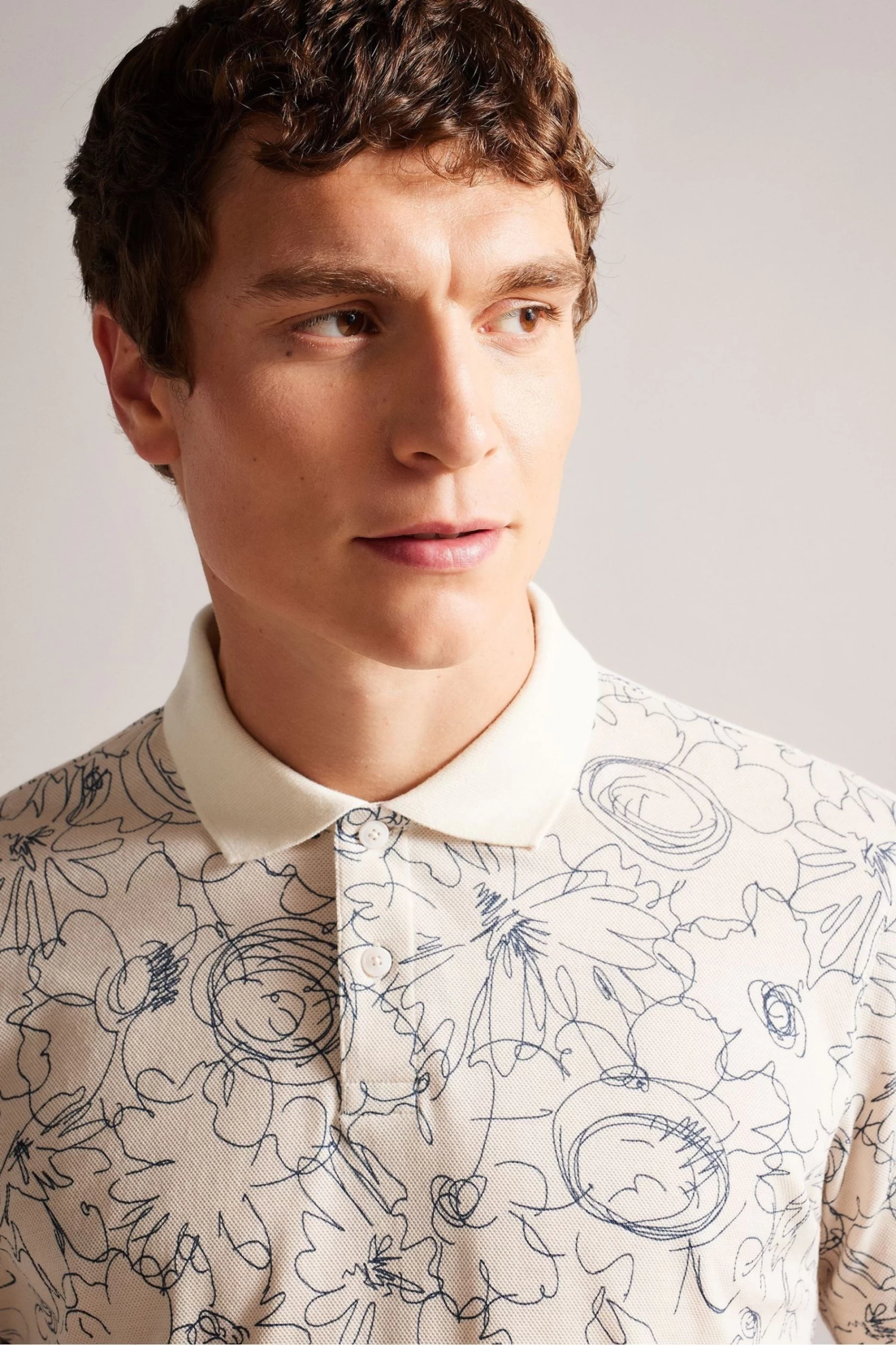 Ted Baker Natural Holler Short Sleeve Regular Printed Polo Shirt - Image 4