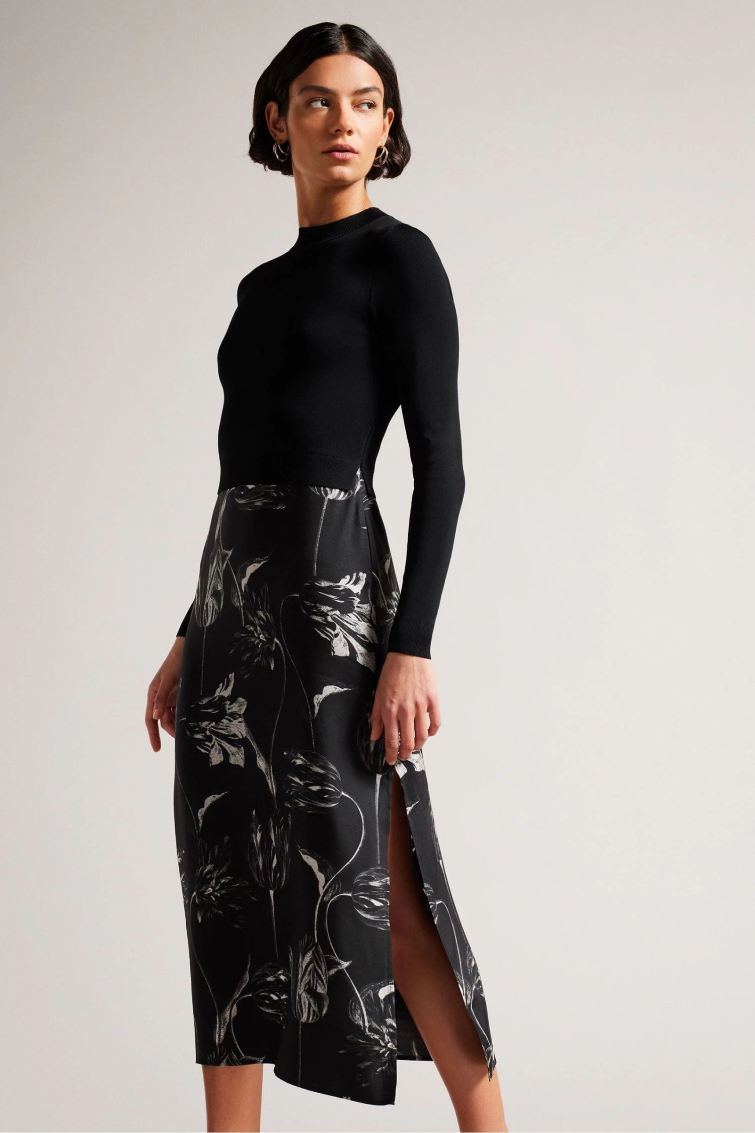 Ted Baker Alettaa Black Knit Bodice Slip Skirt Dress - Image 2