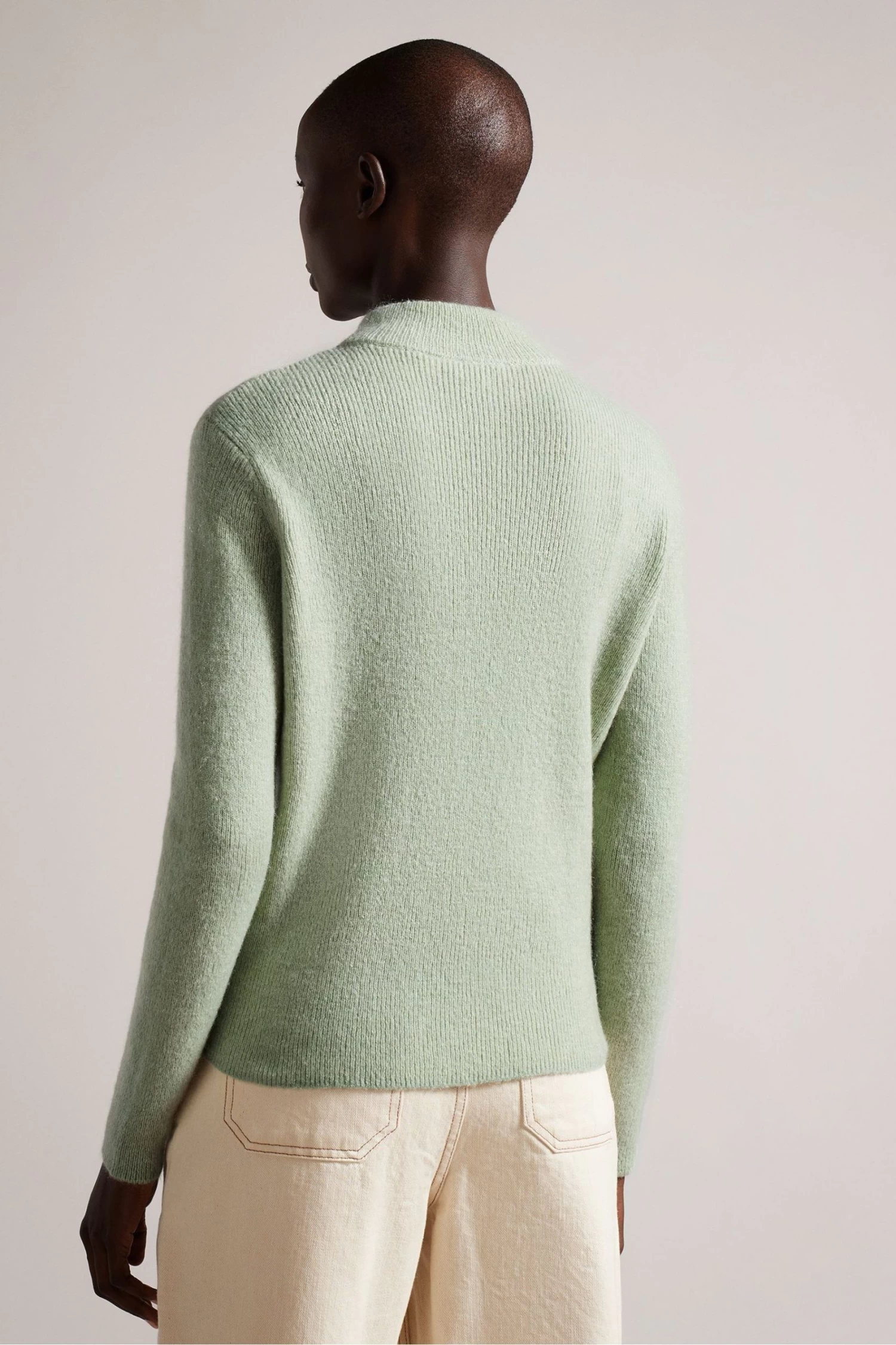 Ted Baker Green Veolaa Mohair Cable Knit Sweatshirt - Image 2