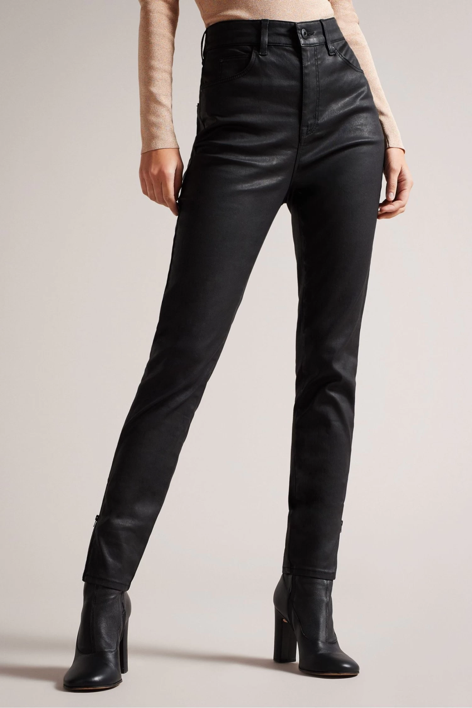 Ted Baker Black Jazmynn Satin Stretch Skinny Jeans