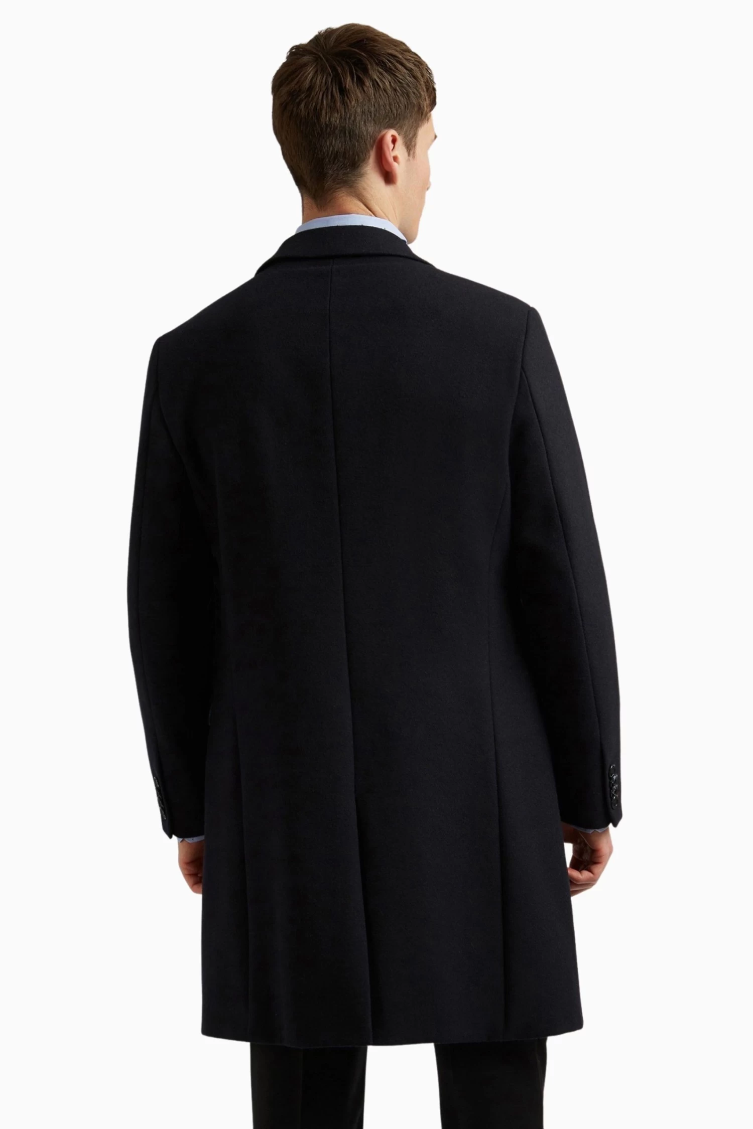 Ted Baker Tailoring Premium Blue Melton Slim Overcoat - Image 2