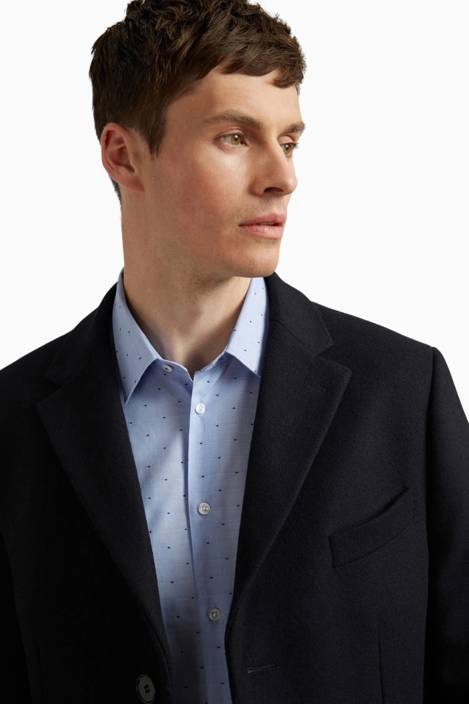 Ted Baker Tailoring Premium Blue Melton Slim Overcoat - Image 4
