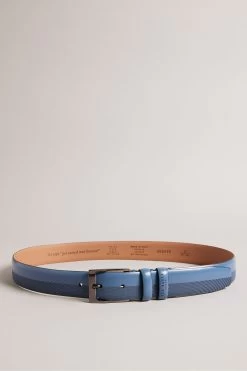 Ted Baker Navy Blue Harvii Etched Leather Belt