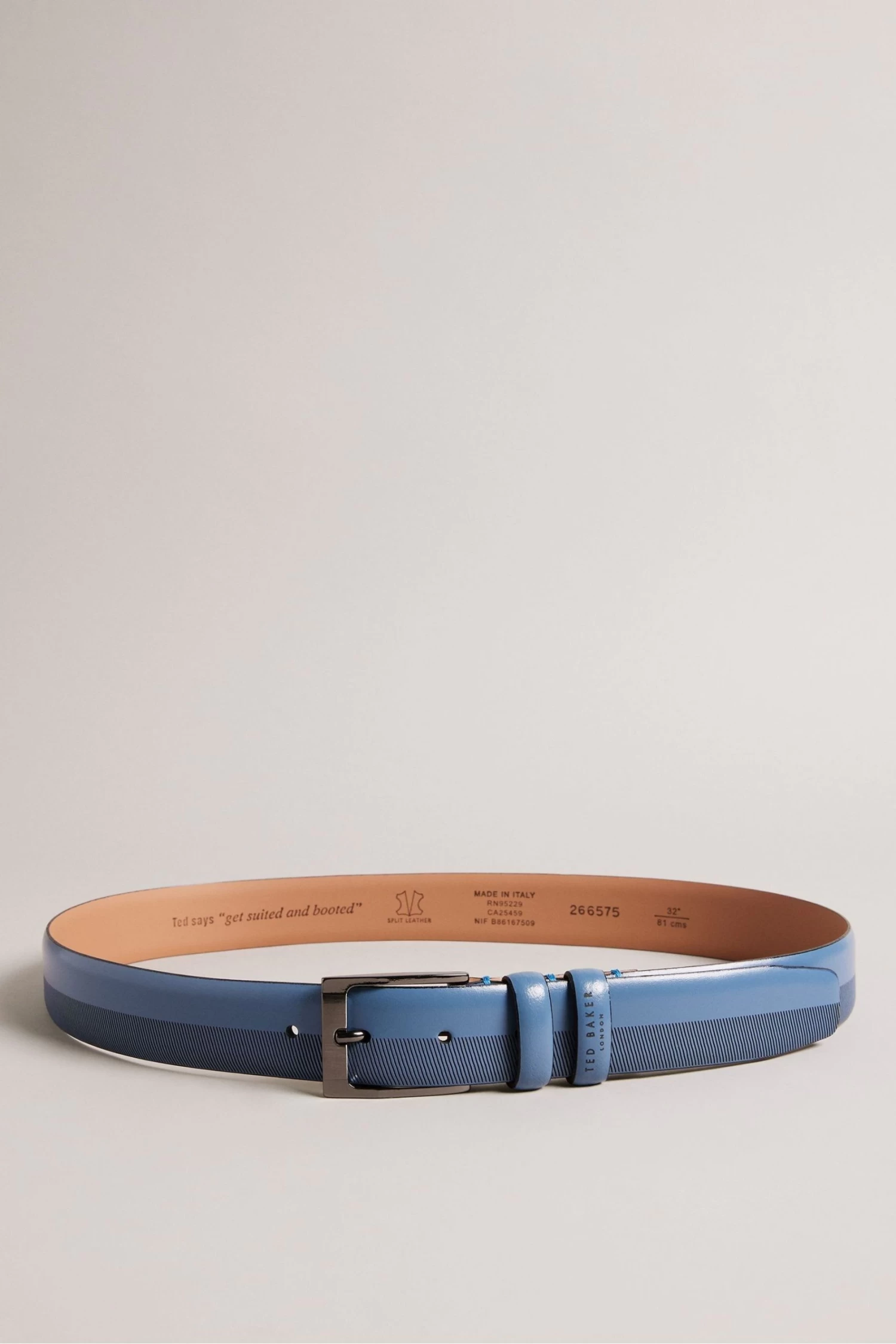 Ted Baker Navy Blue Harvii Etched Leather Belt