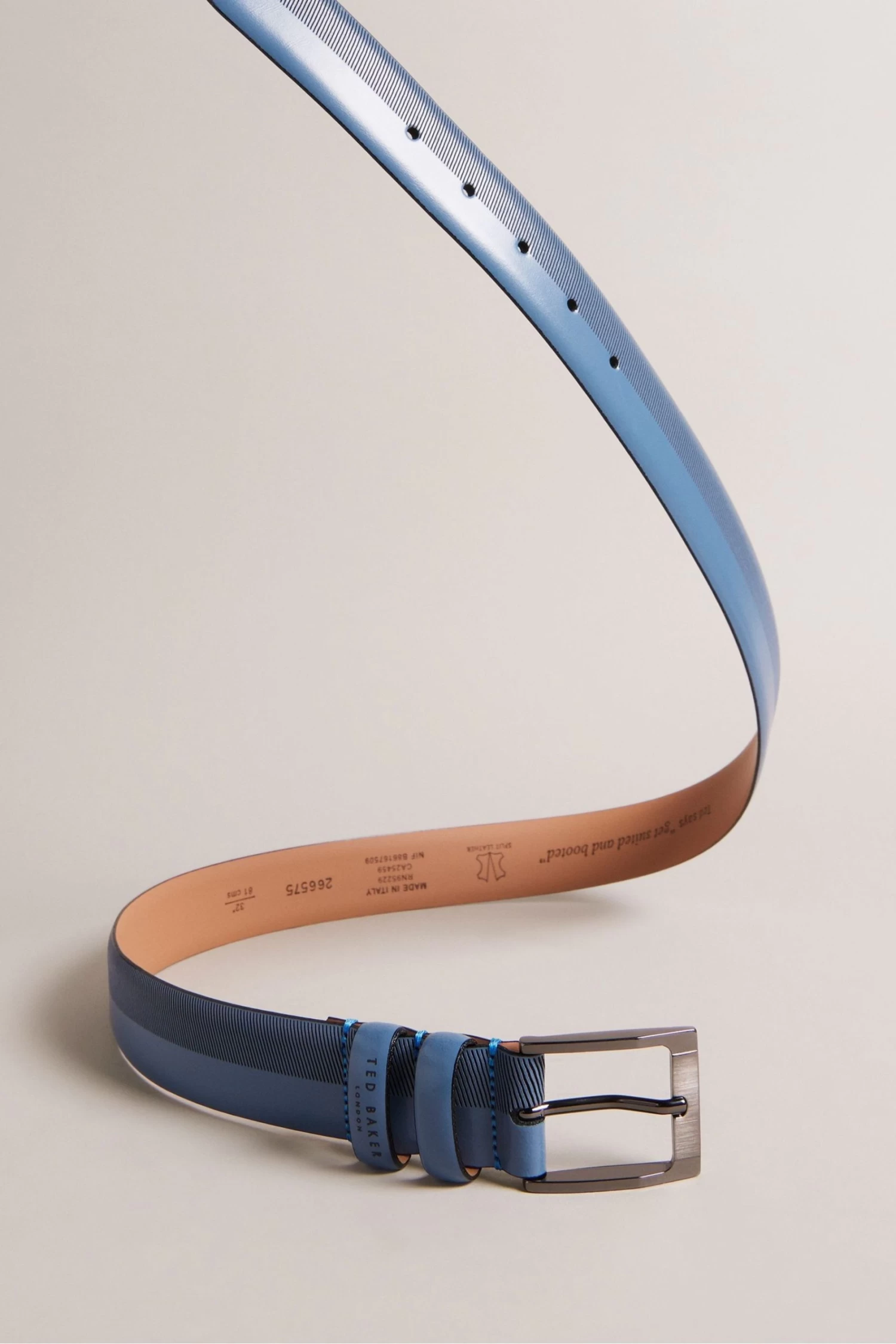 Ted Baker Navy Blue Harvii Etched Leather Belt - Image 2