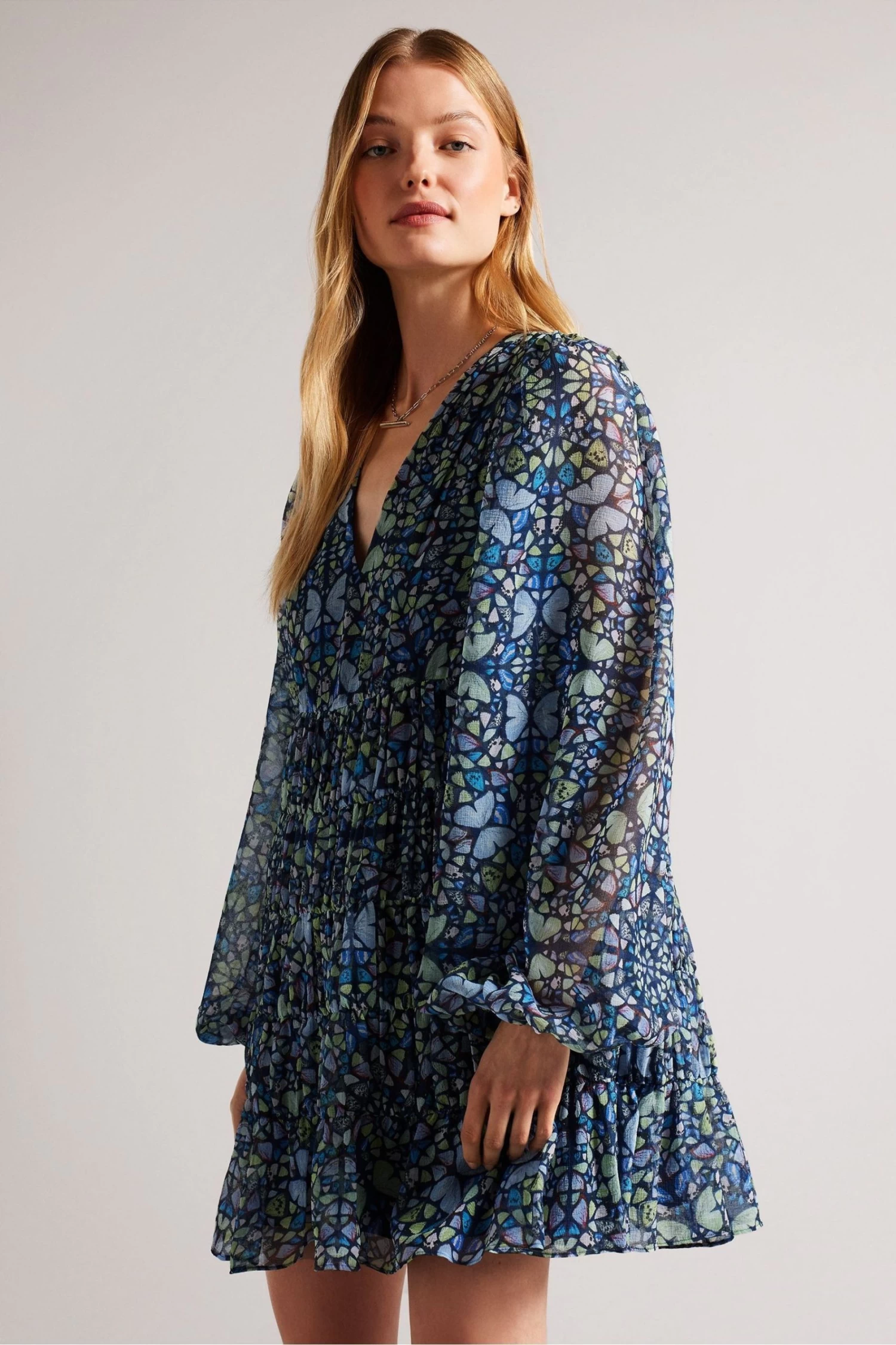 Ted Baker Blue Rohzan Tiered Swing Mini Dress - Image 3