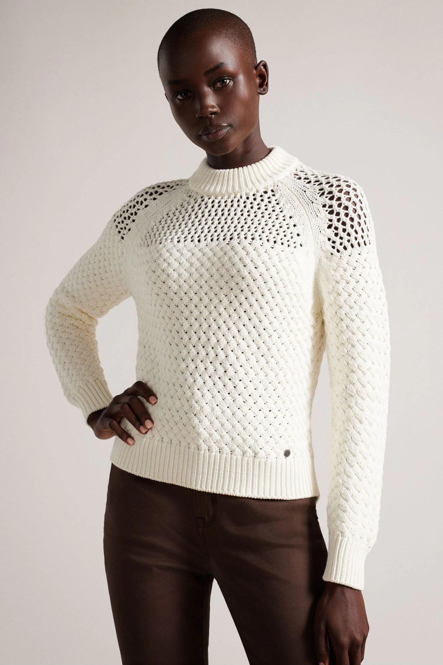 Ted Baker Hawick White Basket Stitch Sweatshirt