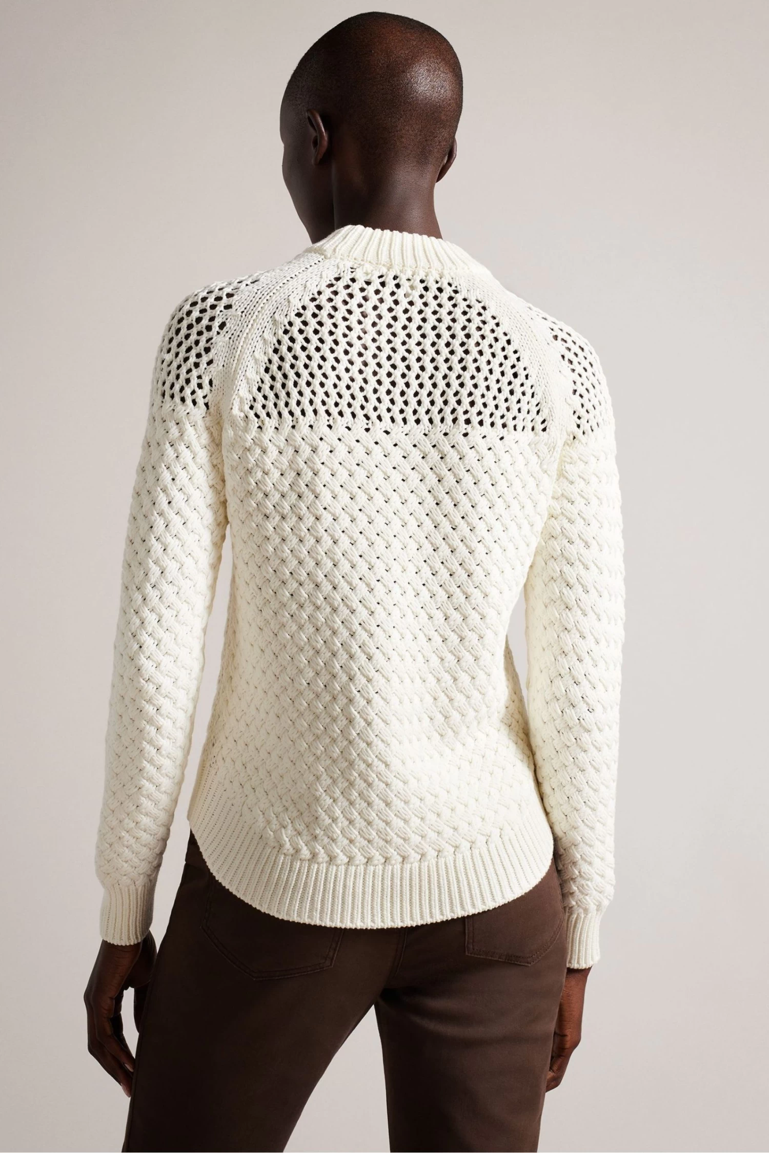 Ted Baker Hawick White Basket Stitch Sweatshirt - Image 2