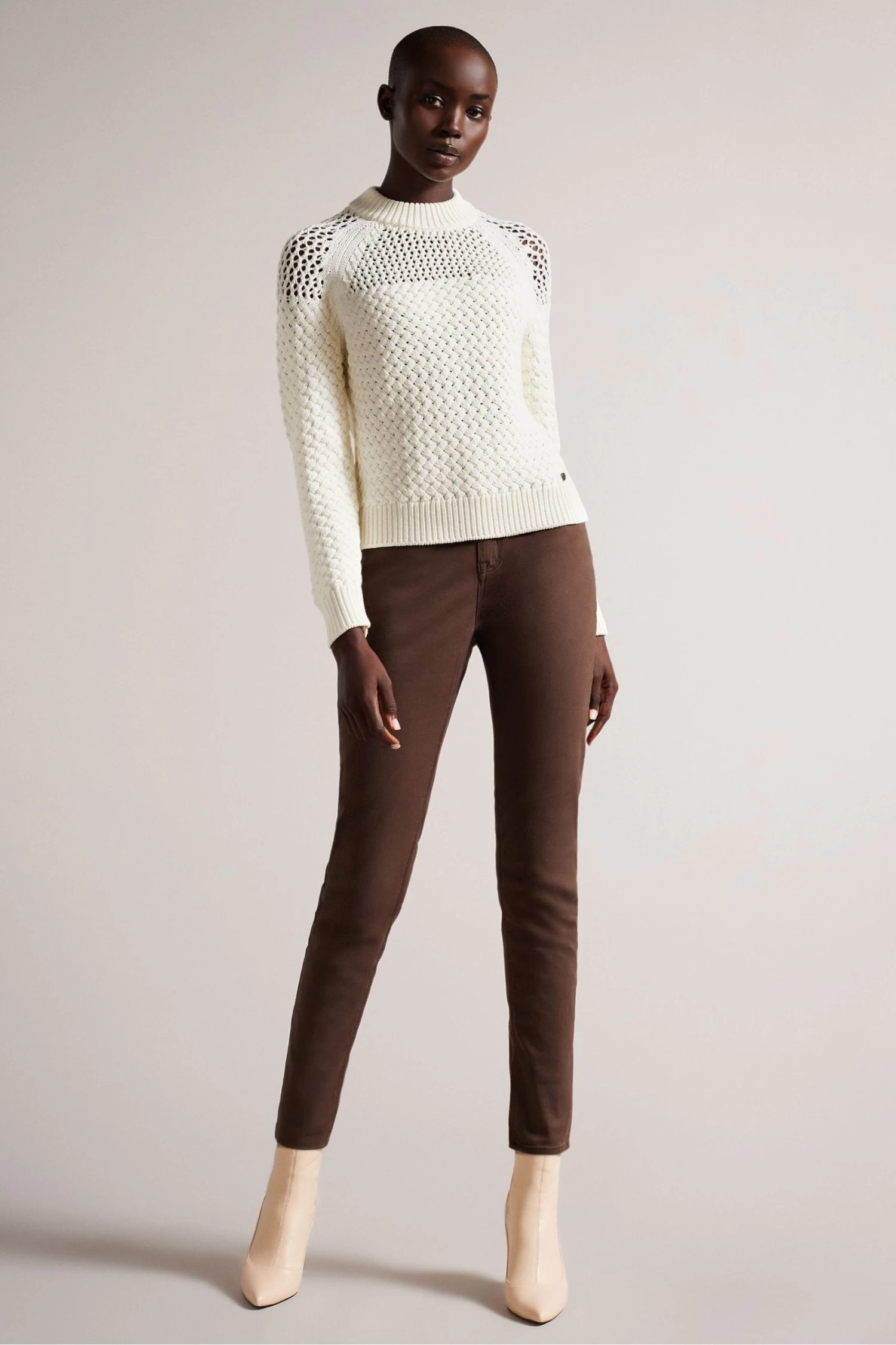 Ted Baker Hawick White Basket Stitch Sweatshirt - Image 3