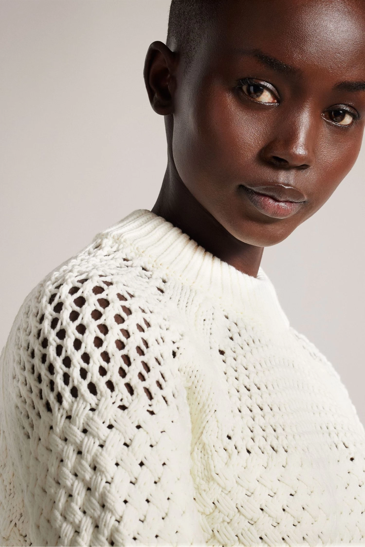 Ted Baker Hawick White Basket Stitch Sweatshirt - Image 4