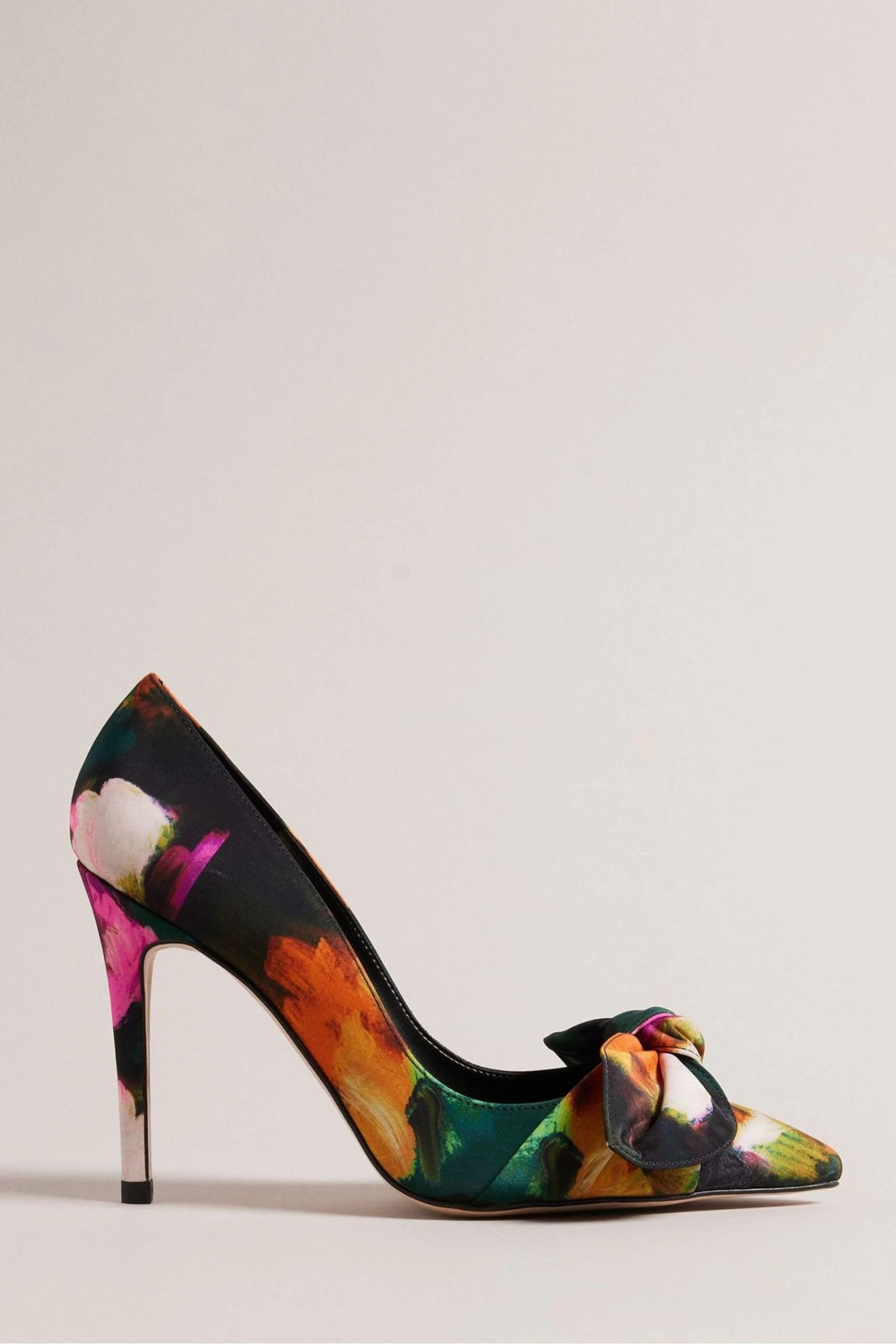 Ted Baker Ryoh Black Art Print 100Mm Bow Court Shoes