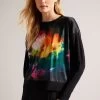 Ted Baker Zarha Black Woven Front Sleeve Detail Sweater