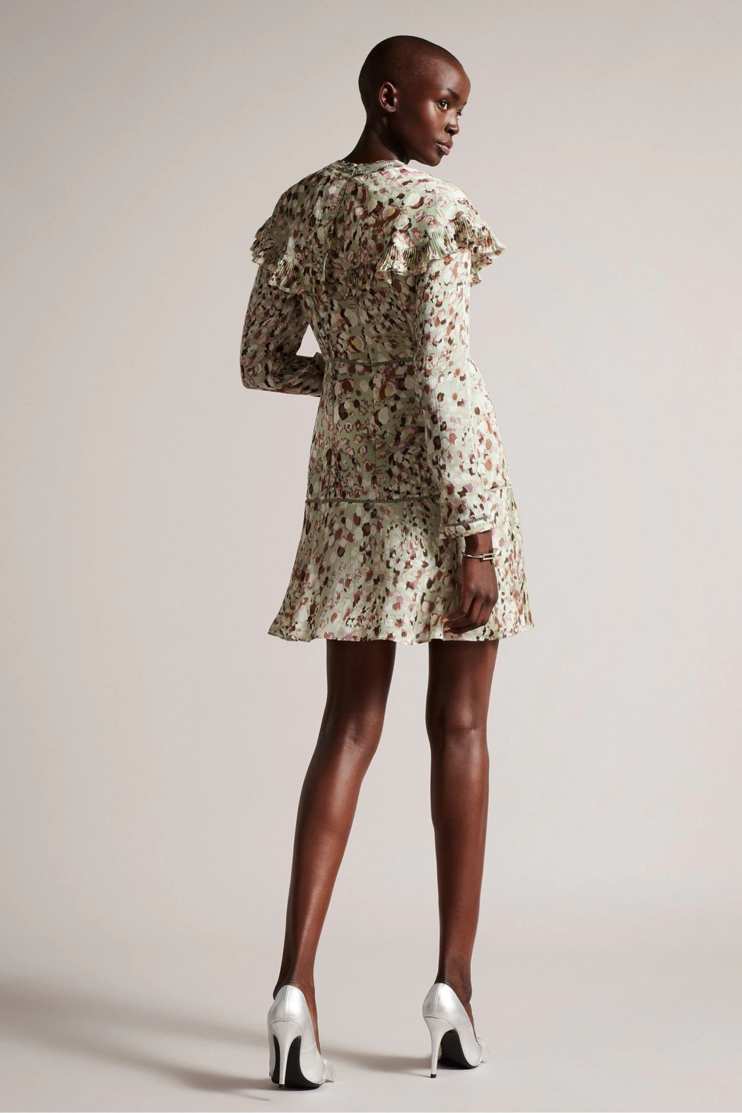 Ted Baker Green Orrsett Fit And Flare Mini Dress With Cape Detail - Image 2