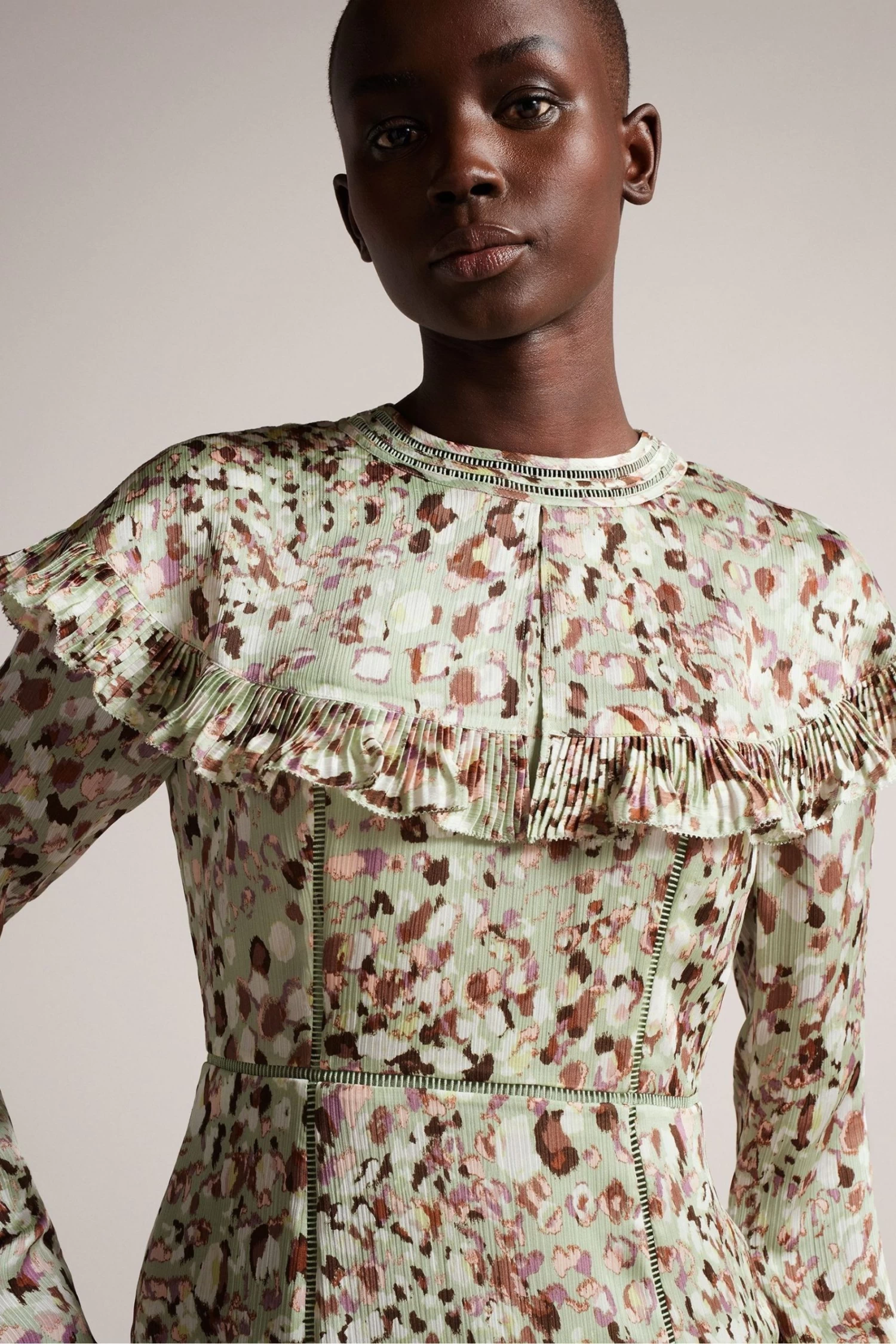 Ted Baker Green Orrsett Fit And Flare Mini Dress With Cape Detail - Image 4