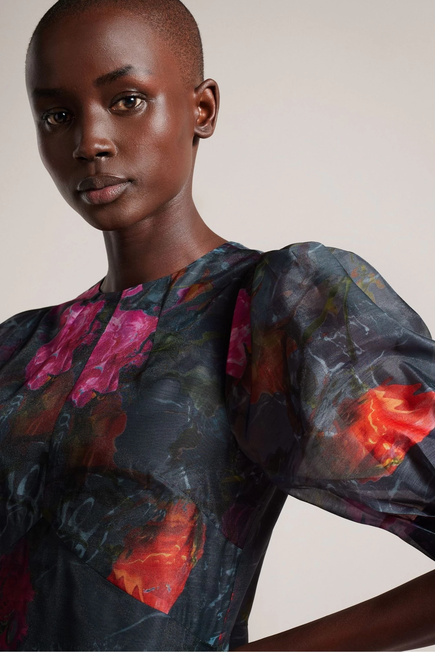 Ted Baker Mekayla Black Empire Line Midi Dress With Puff Sleeve - Image 3