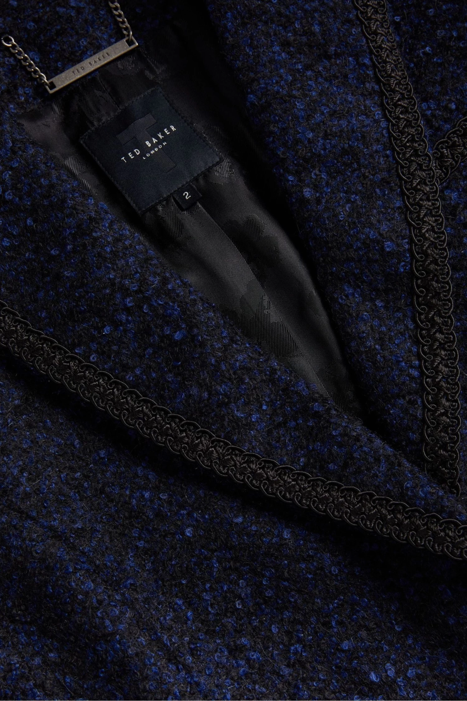 Ted Baker Alenaah Dark-Blue Embellished Detail Boucle Blazer - Image 5