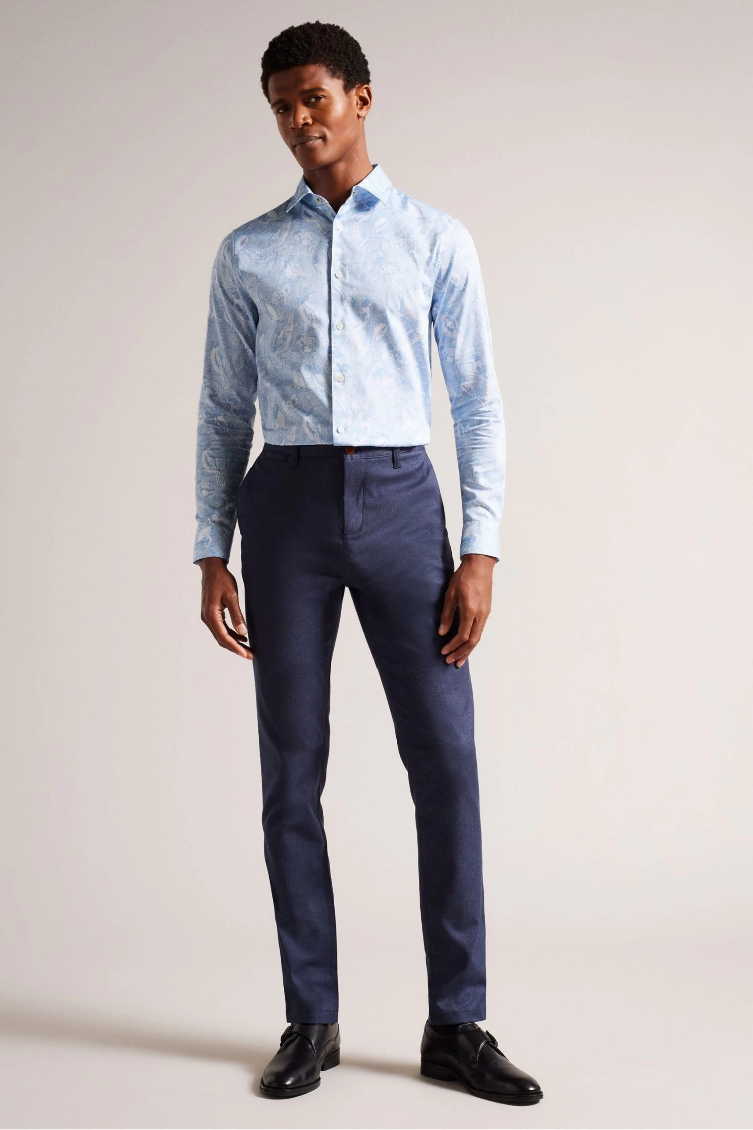 Ted Baker Mullen Blue Long Sleeve Hand Drawn Bird Print Shirt - Image 3