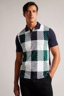 Ted Baker Pollaid Navy Regular House Check Polo Shirt