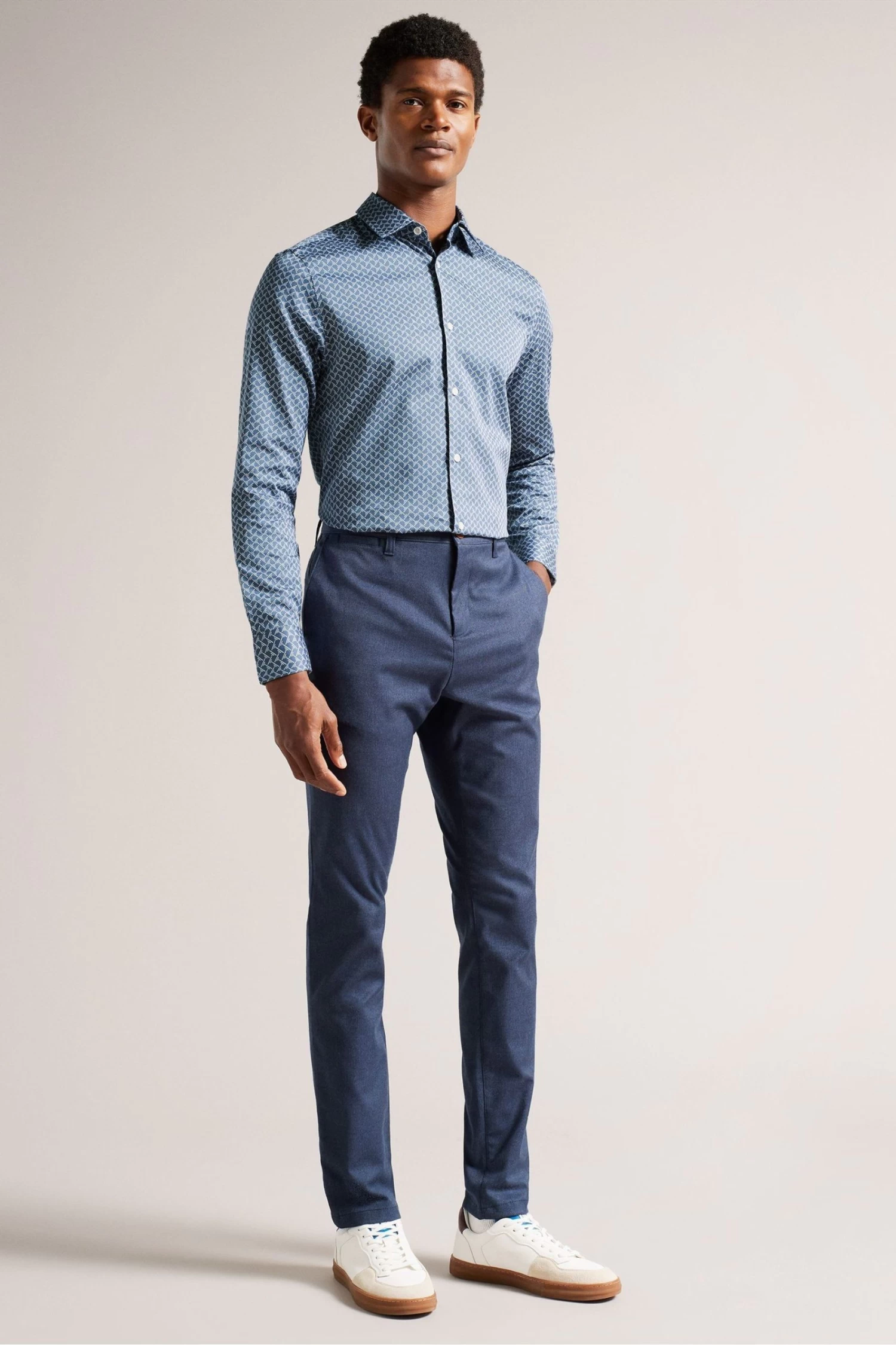 Ted Baker Blue Willuw Line Geo Print Shirt - Image 3