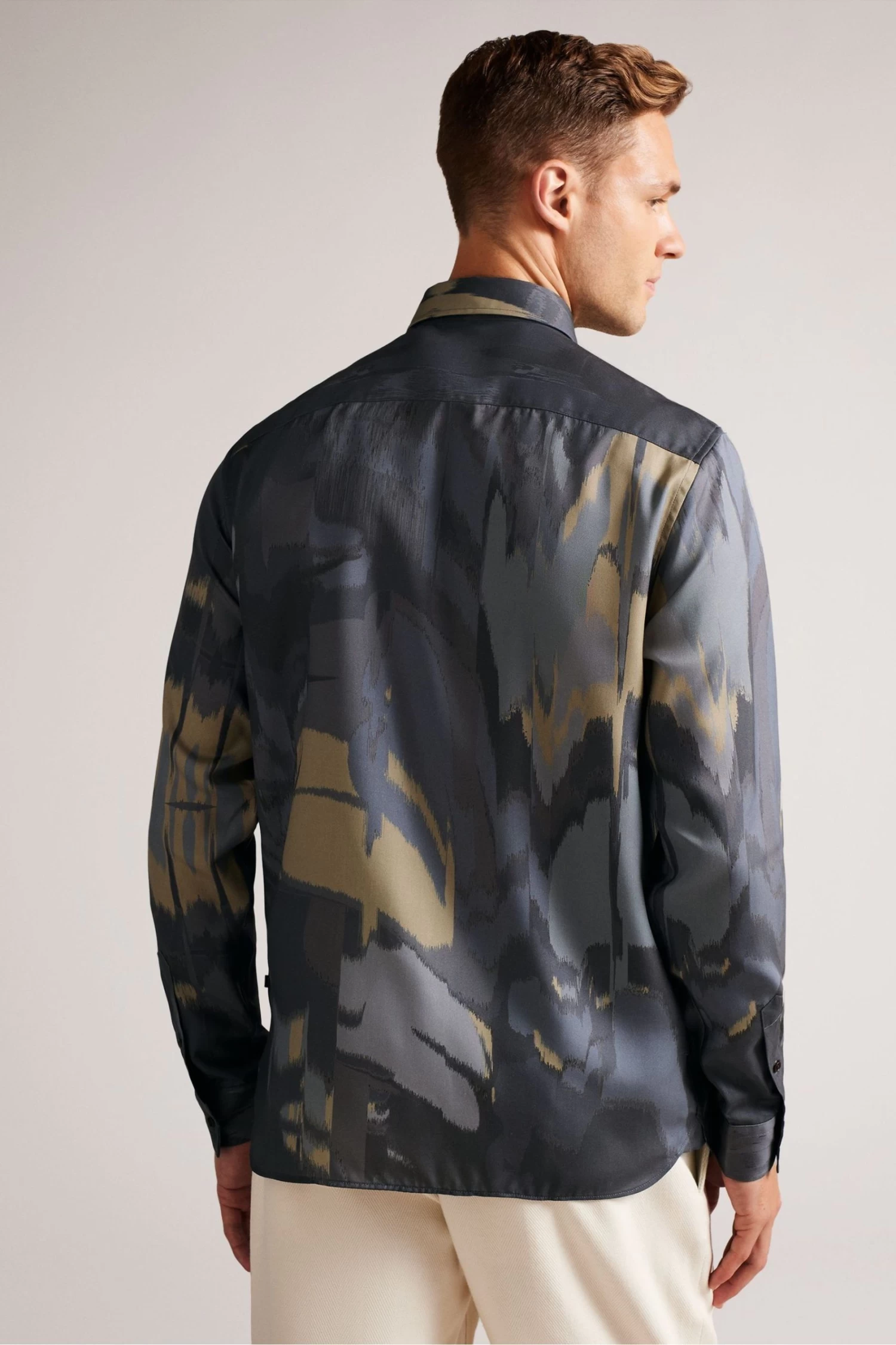 Ted Baker Mordun Grey Long Sleeve Abstract Butterfly Print Shirt - Image 2