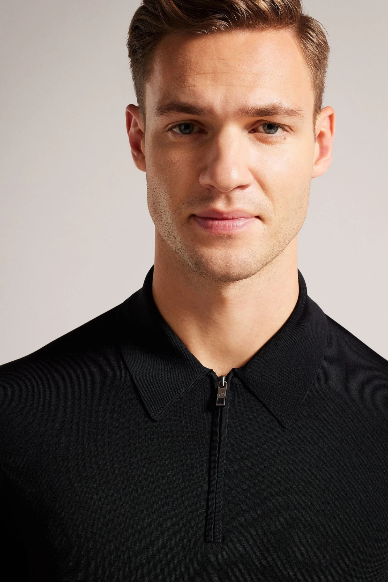 Ted Baker Viba Black Regular Half Zip Rayon Polo Shirt - Image 4