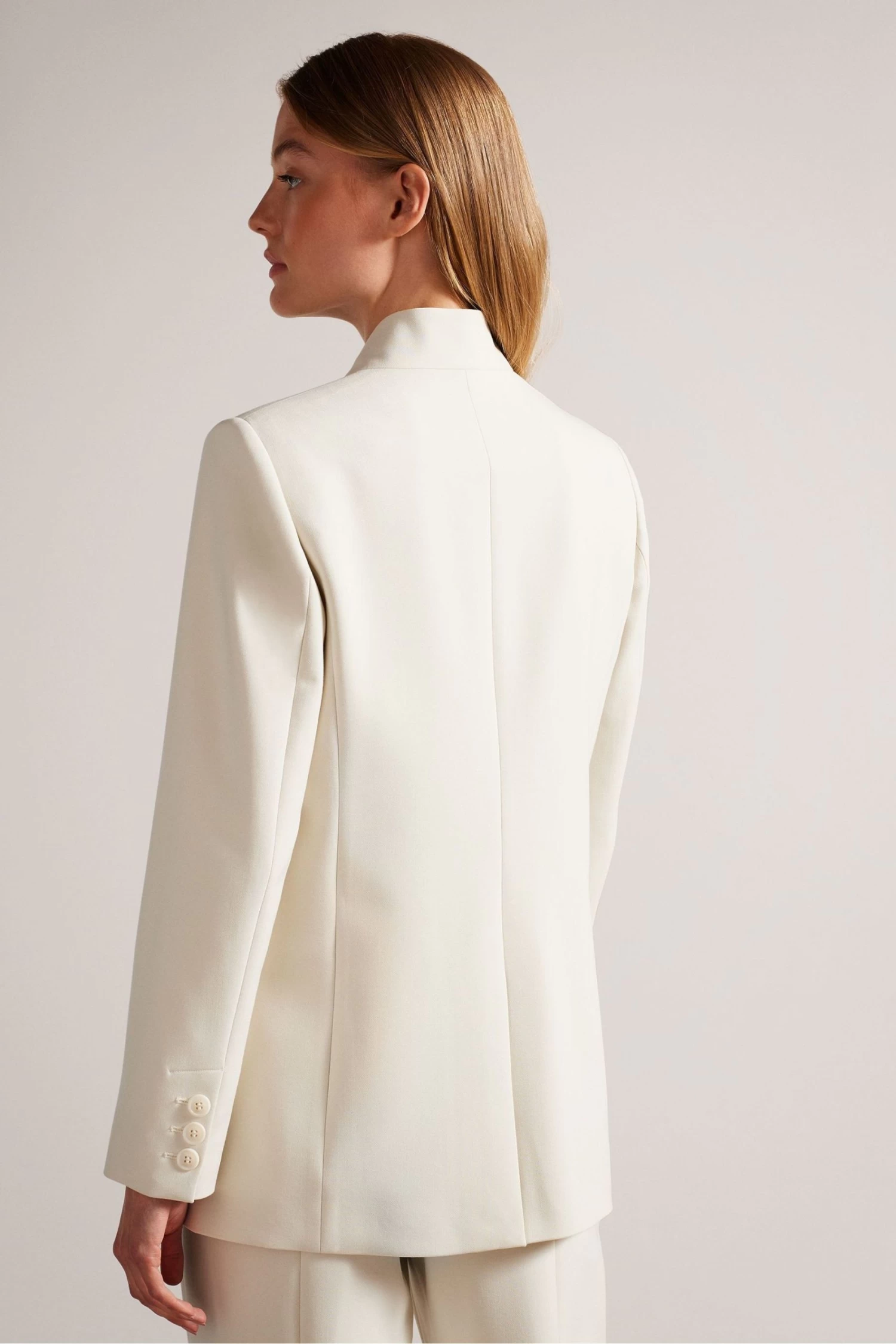 Ted Baker Natural Ambero Single Breasted Collarless Blazer - Image 2