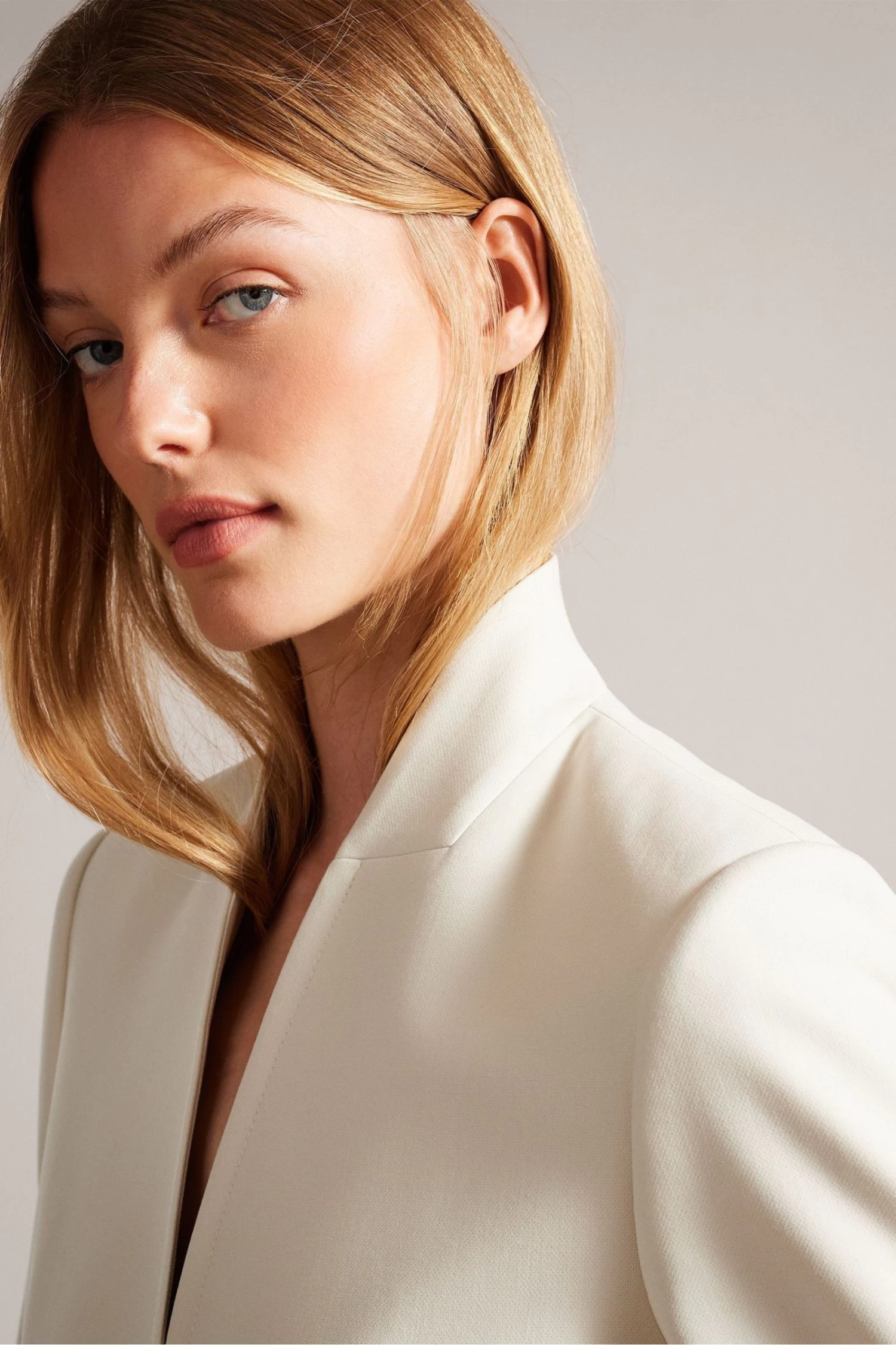 Ted Baker Natural Ambero Single Breasted Collarless Blazer - Image 4