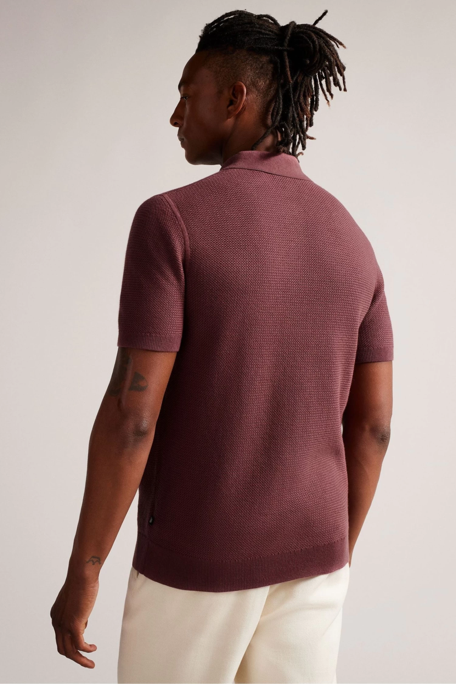 Ted Baker Red Imago Maroon Short Sleeved Regular Knitted Polo Shirt - Image 2