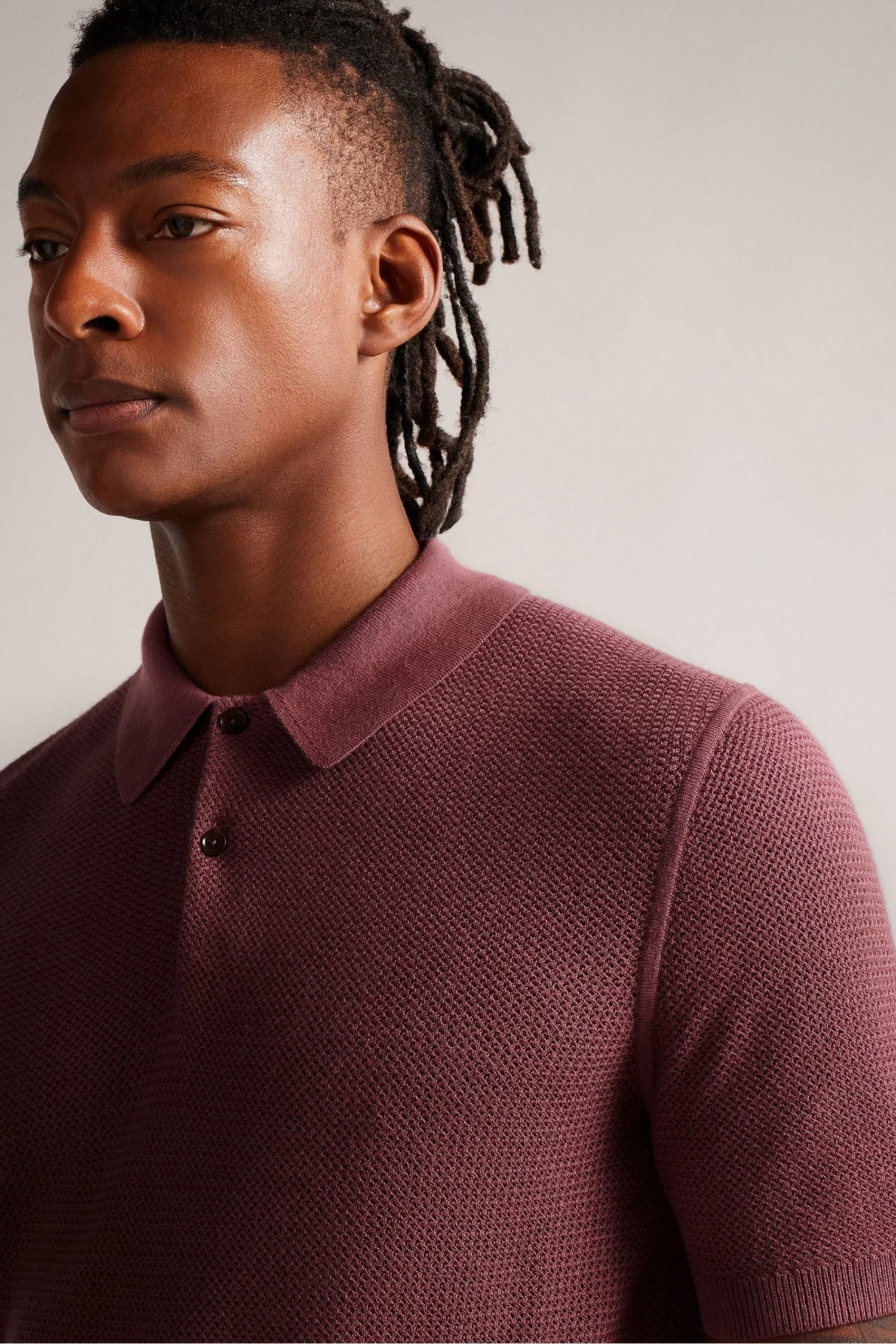 Ted Baker Red Imago Maroon Short Sleeved Regular Knitted Polo Shirt - Image 4