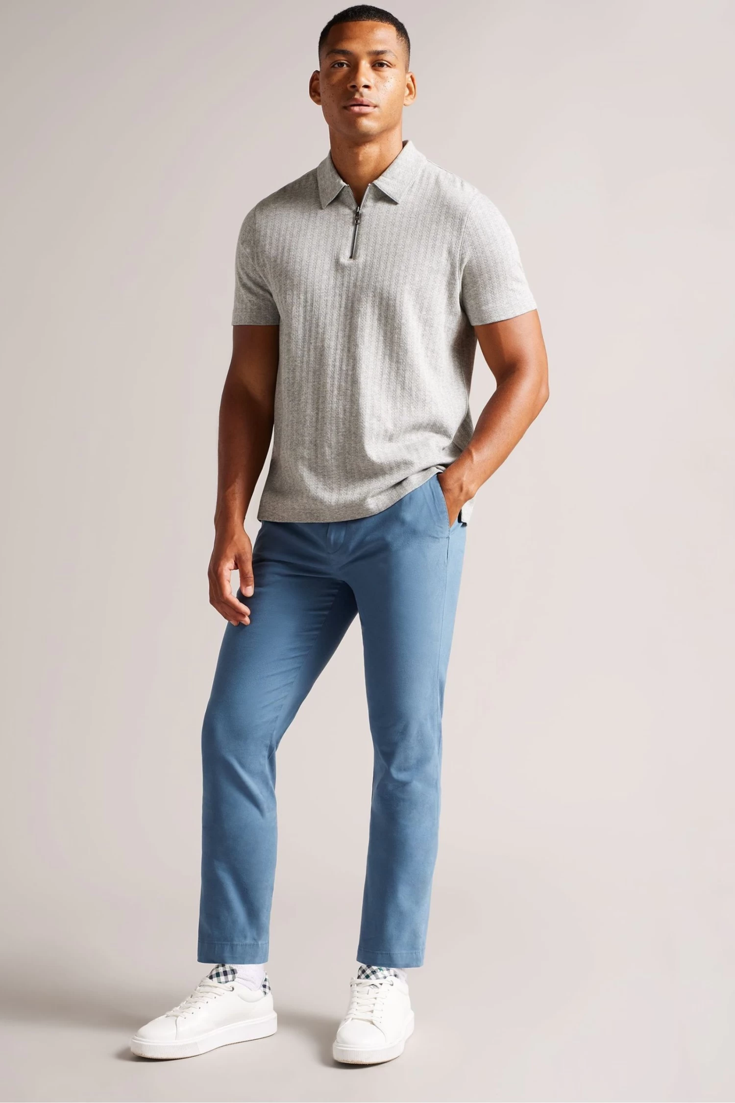 Ted Baker Sky Blue Genay Irvine Slim Fit Smart Trousers - Image 3