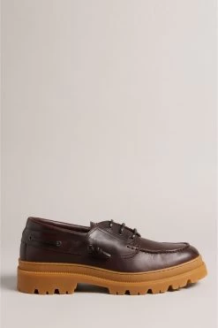 Ted Baker Cedrikl Brown Waxy Leather Boat Shoes