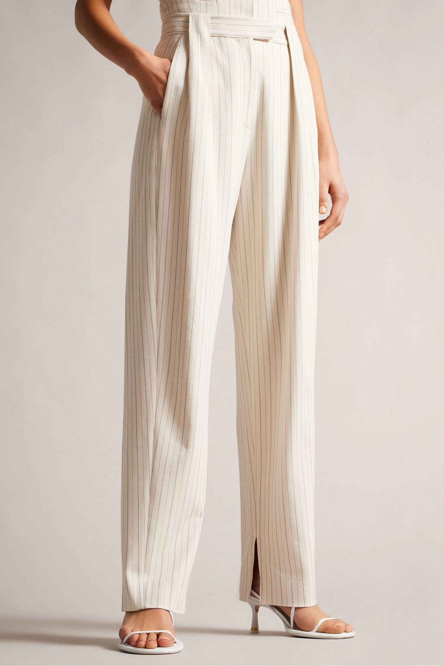 Ted Baker Cream Kllarat Tailored Barrel Leg Trousers