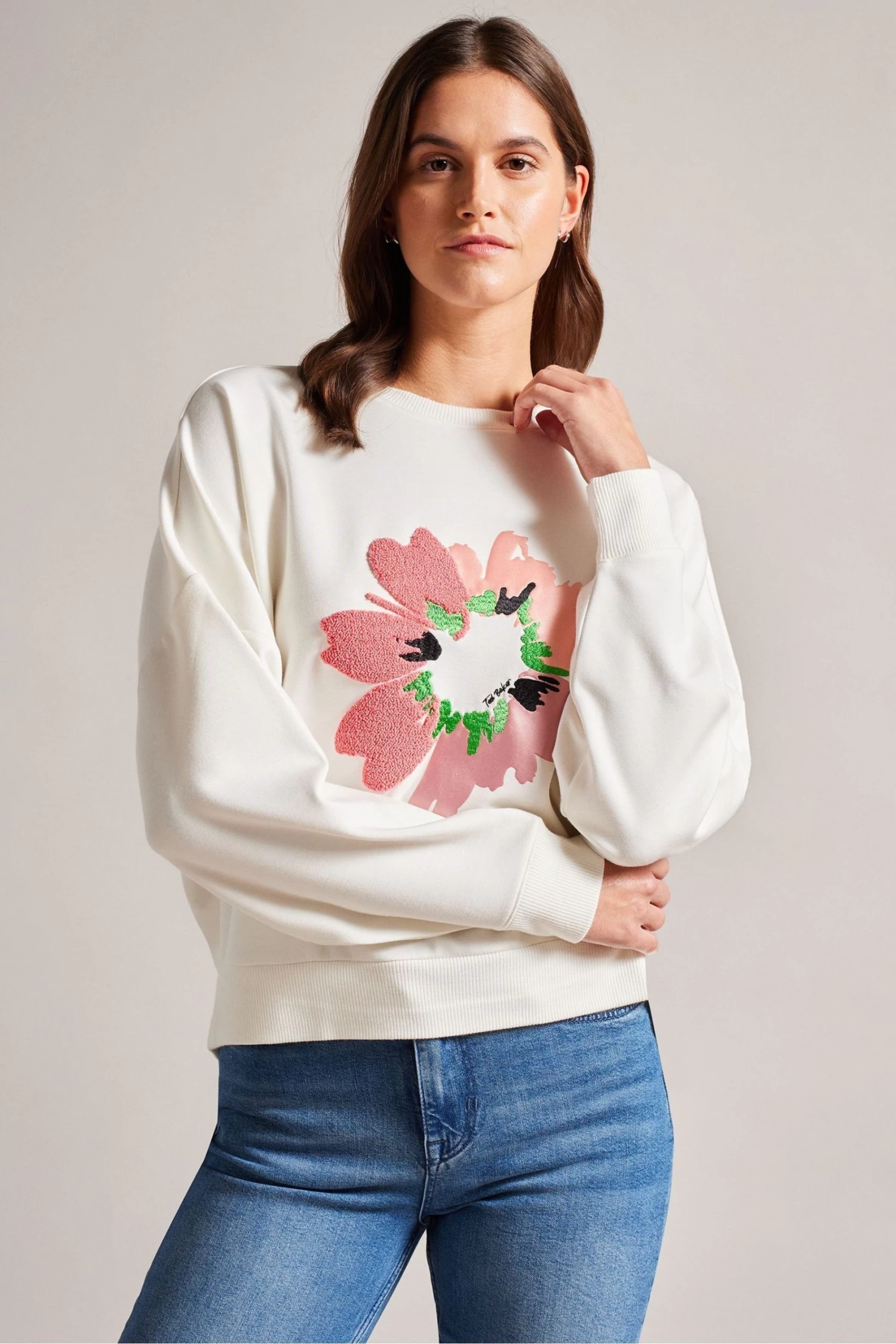Ted Baker Marene Printed White Sweatshirt