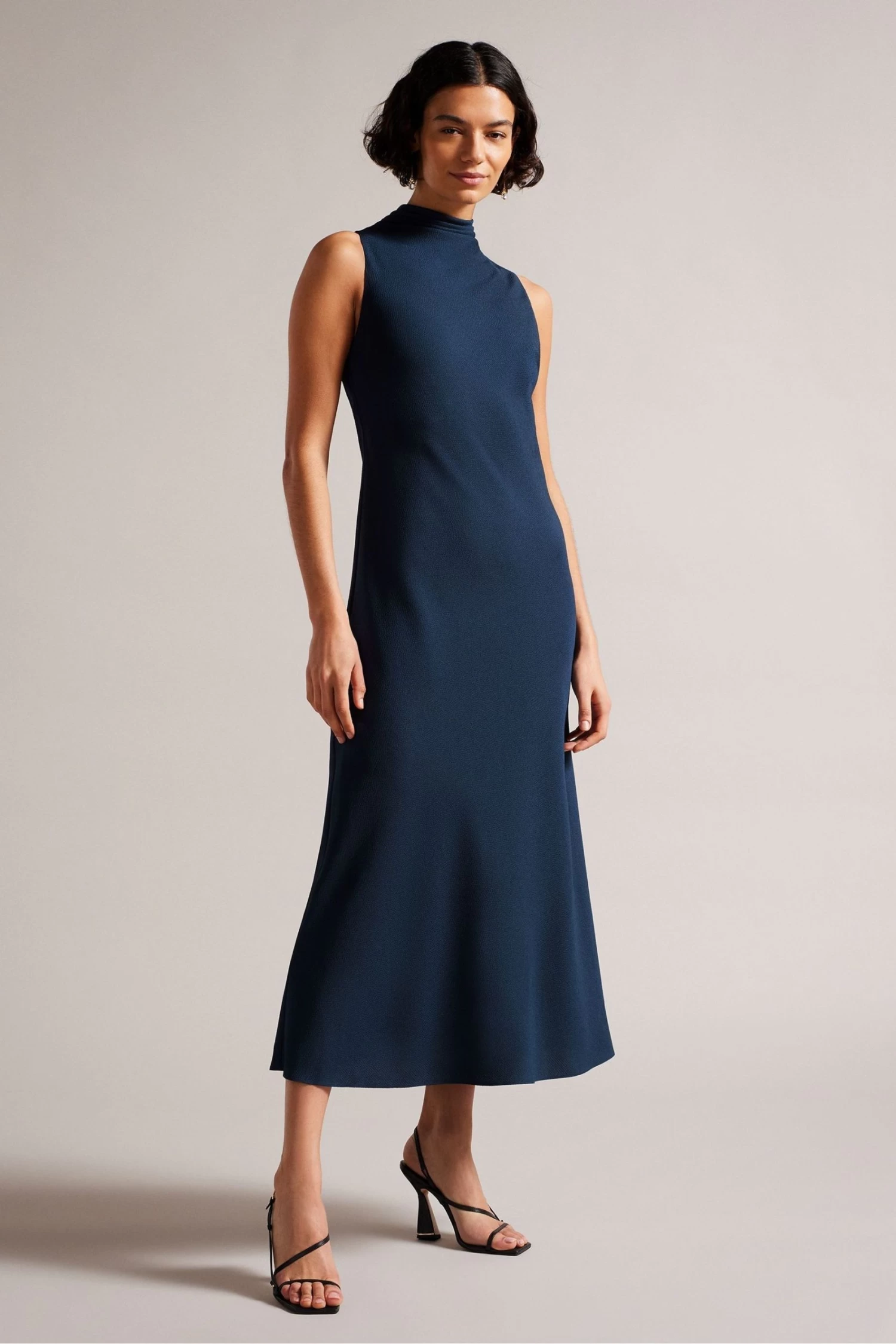 Ted Baker Blue Eleanar Cowl Neck Sleeveless Midi Slip Dress