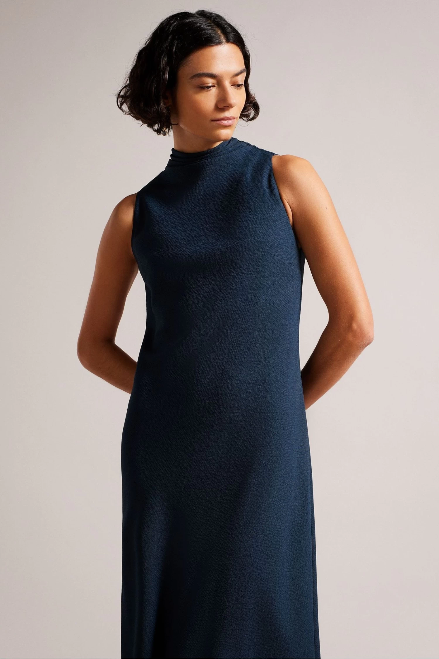 Ted Baker Blue Eleanar Cowl Neck Sleeveless Midi Slip Dress - Image 3