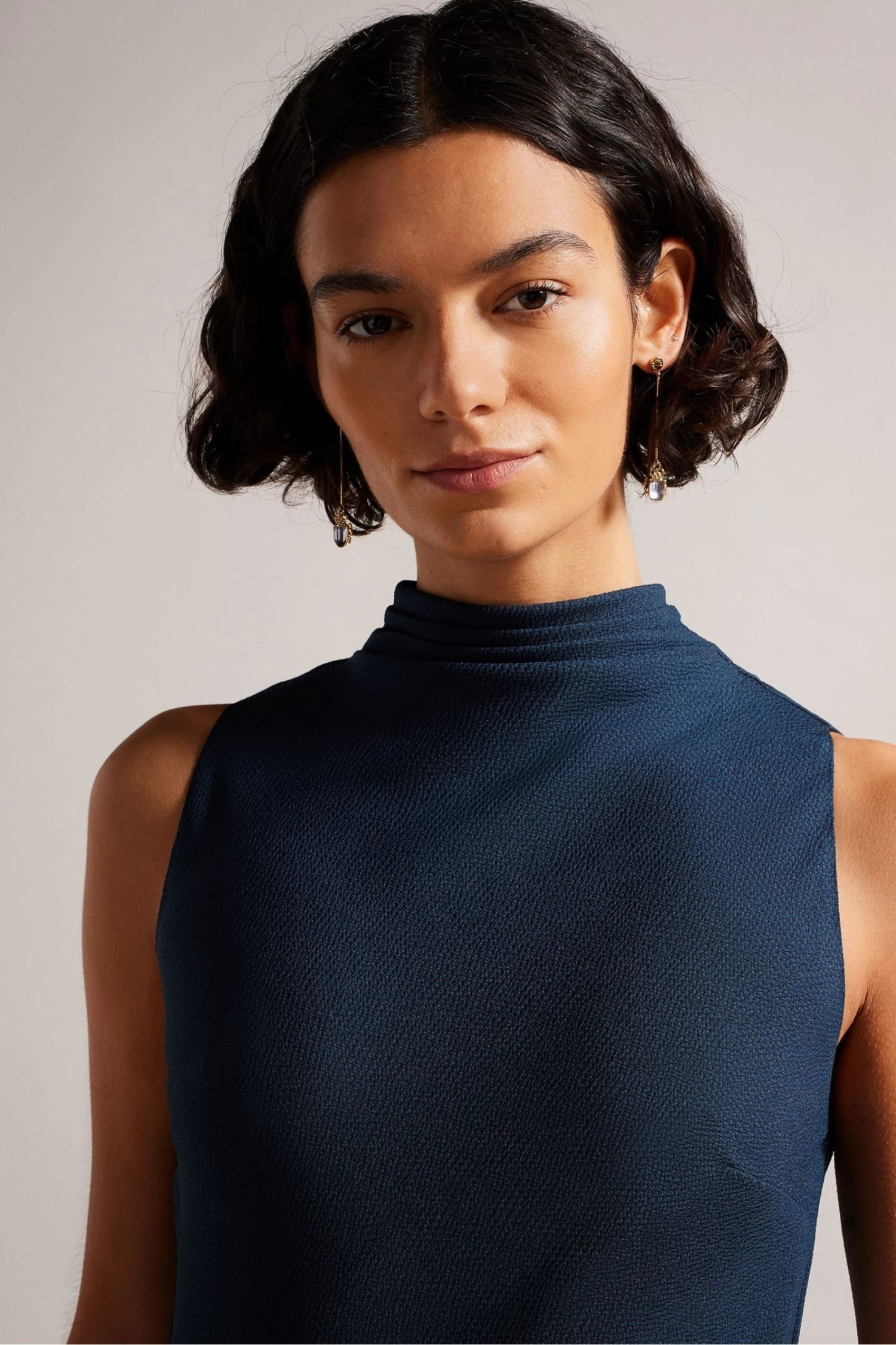 Ted Baker Blue Eleanar Cowl Neck Sleeveless Midi Slip Dress - Image 4