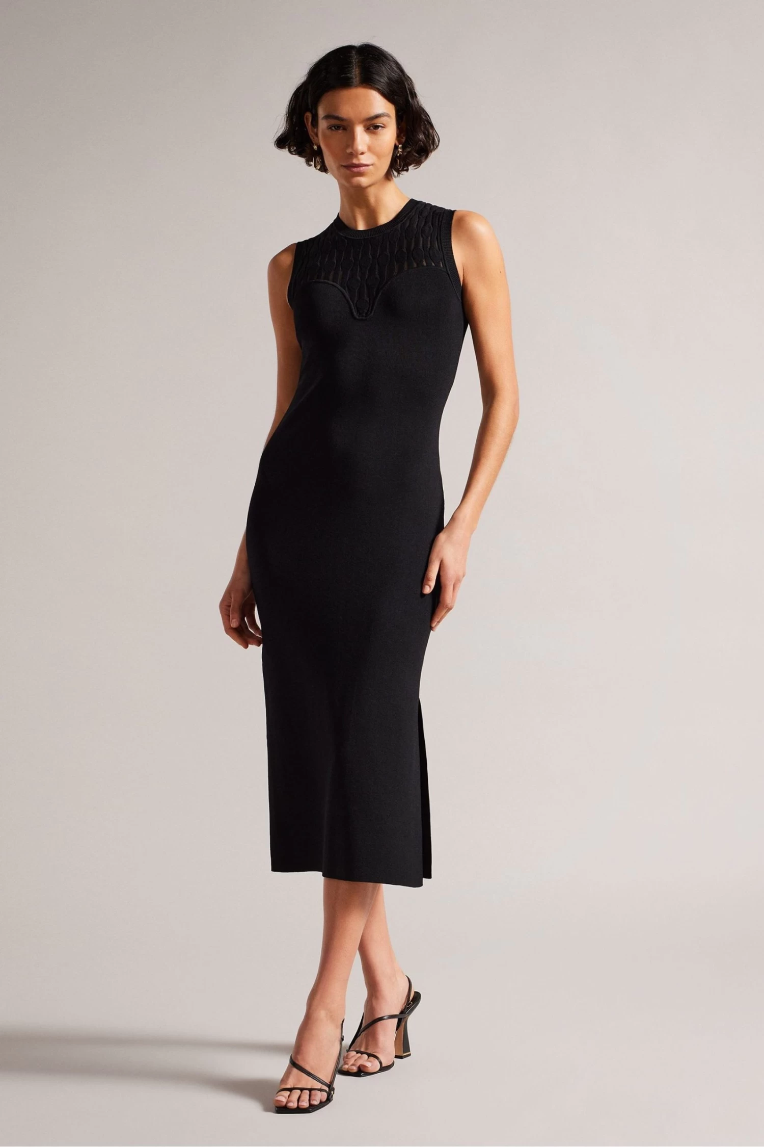 Ted Baker Polyan Stitch Detailed Black Bodycon Dress - Image 3