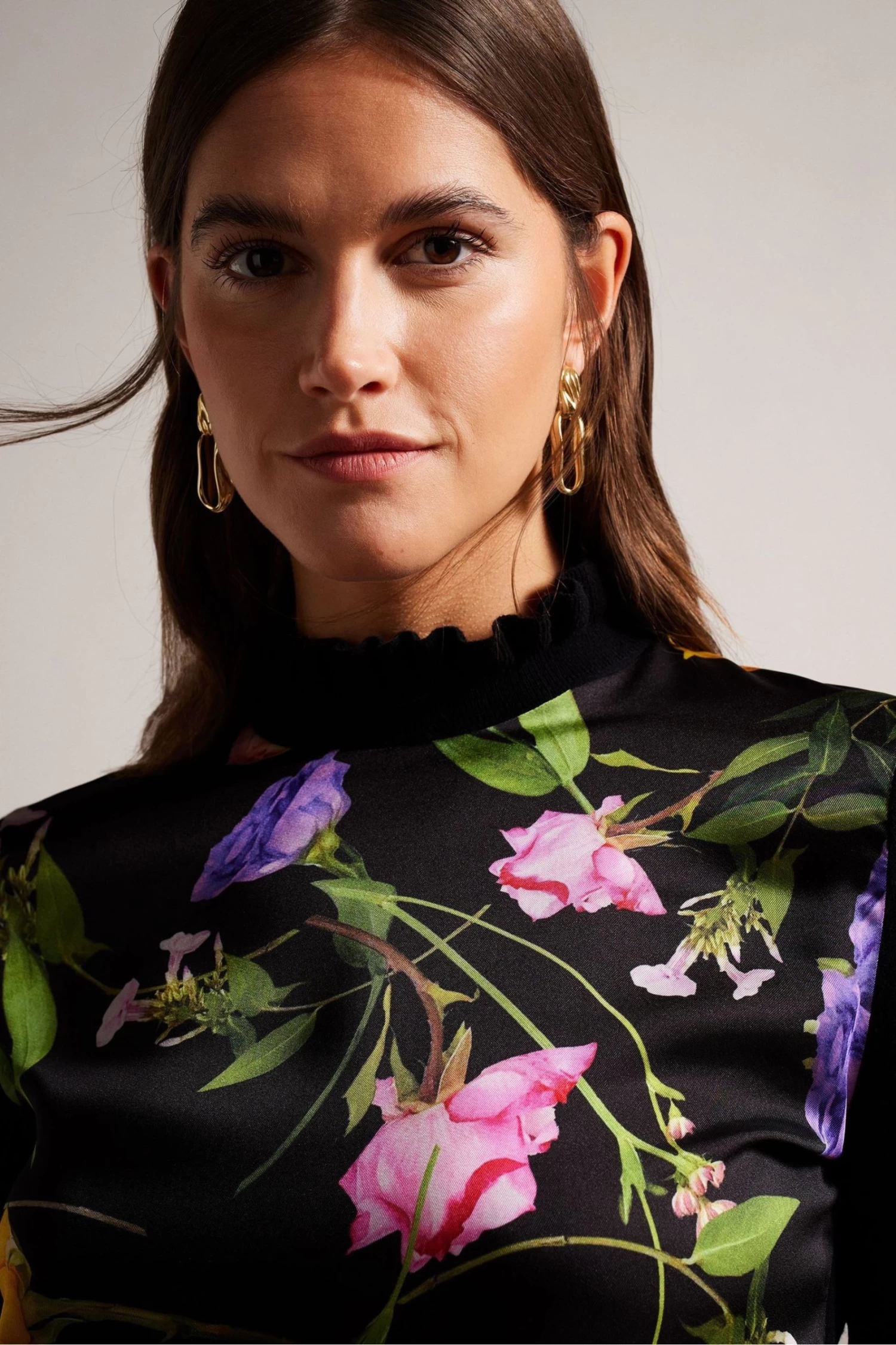 Ted Baker Daneaa Black Woven Front Fluted Neck Sweater - Image 4