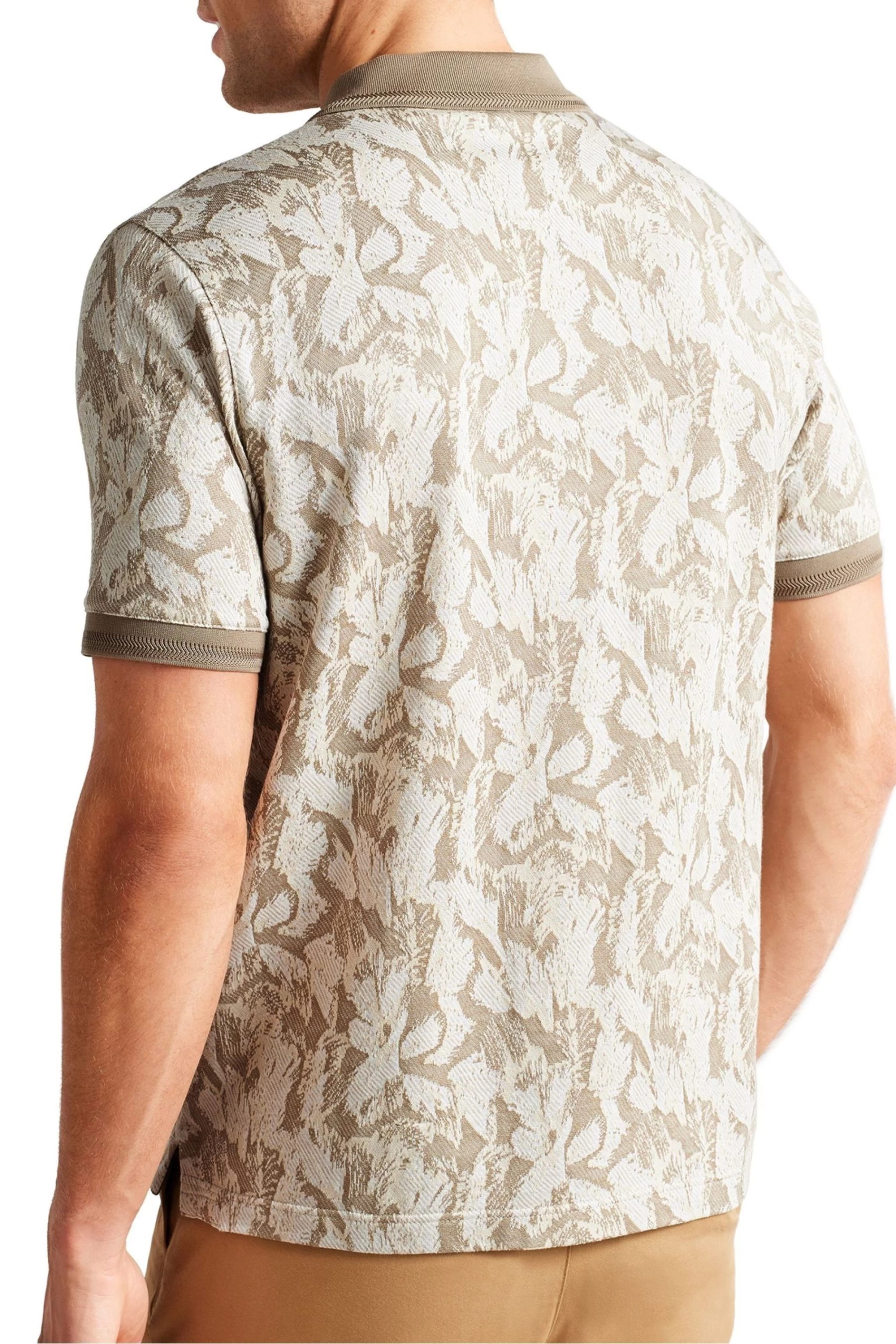 Ted Baker Plasta Natural Short Sleeved Regular Fit Floral Polo Shirt - Image 2