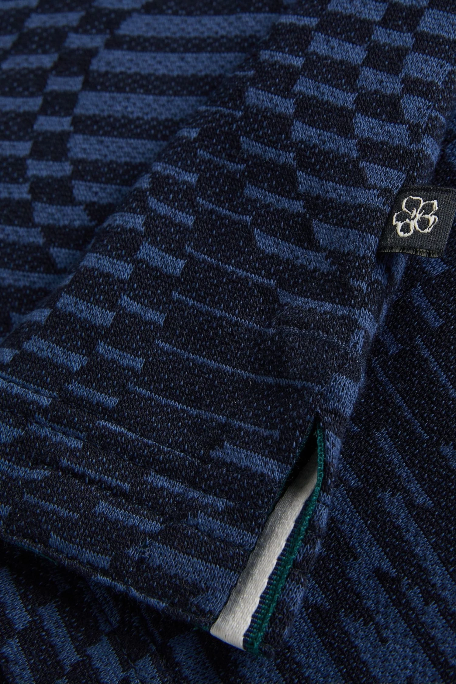 Ted Baker Blue Ono Short Sleeved Jacquard Distorted Spot Polo Shirt - Image 5