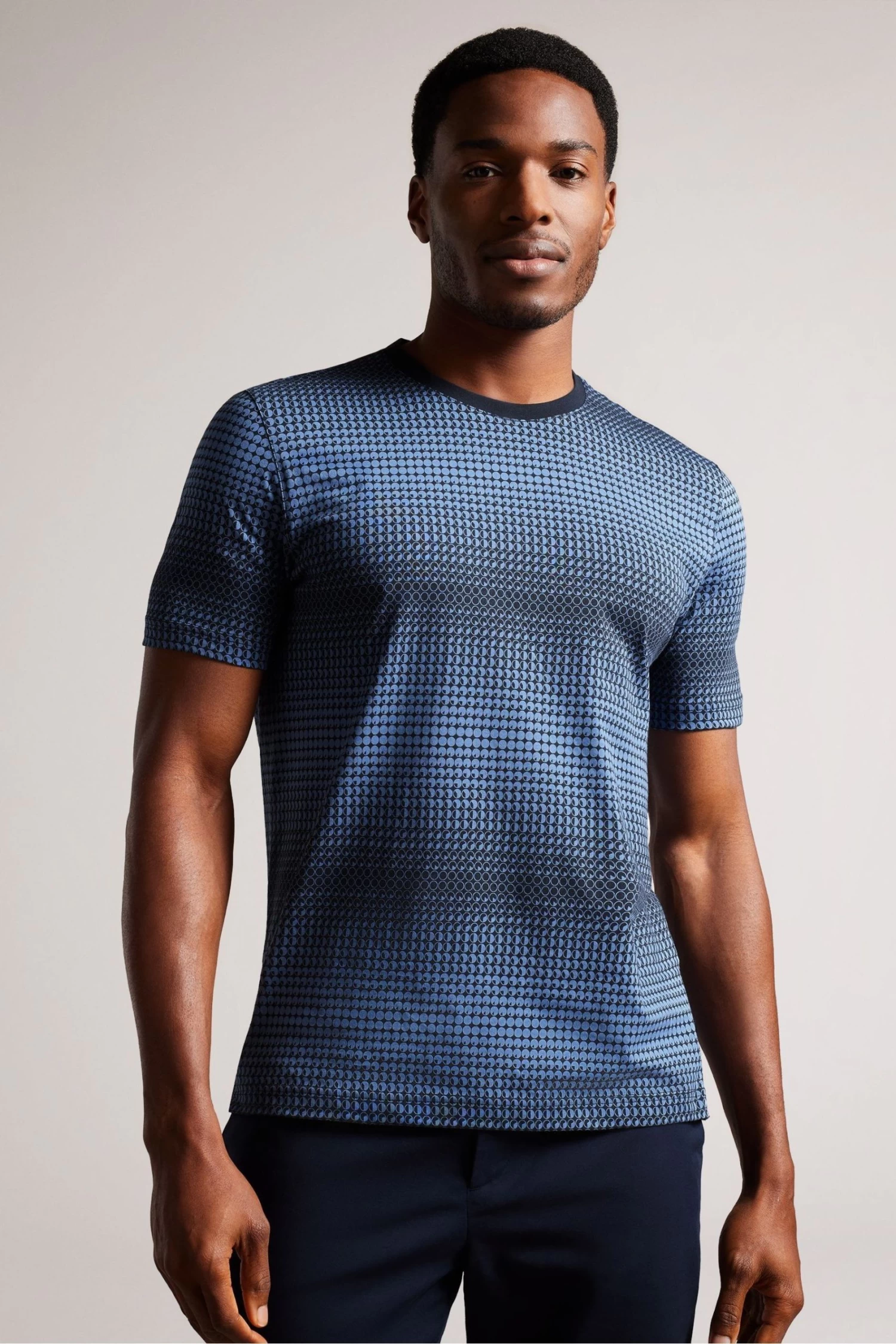 Ted Baker Ronete Blue Short Sleeved Regular Fit Geo T-Shirt
