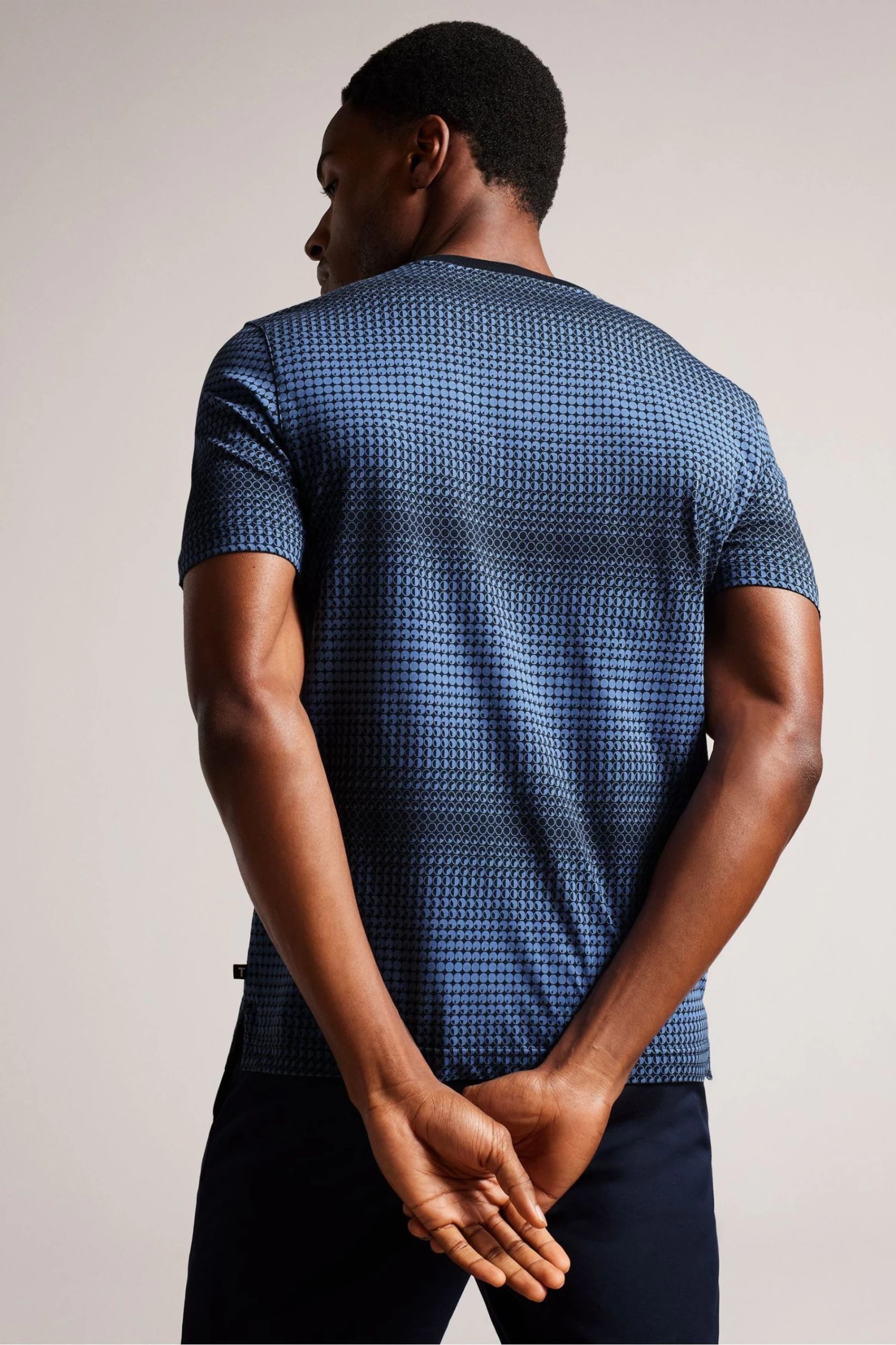 Ted Baker Ronete Blue Short Sleeved Regular Fit Geo T-Shirt - Image 2