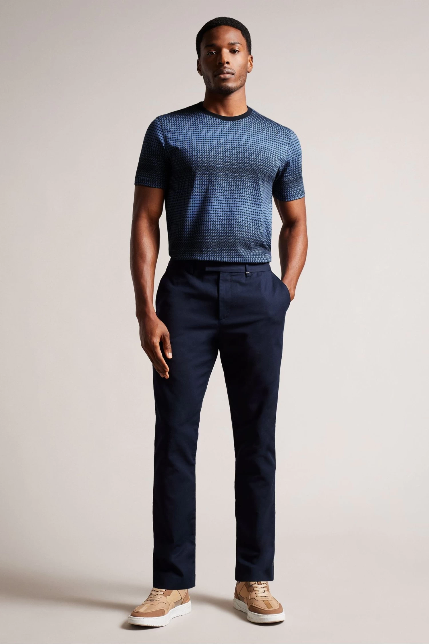 Ted Baker Ronete Blue Short Sleeved Regular Fit Geo T-Shirt - Image 3