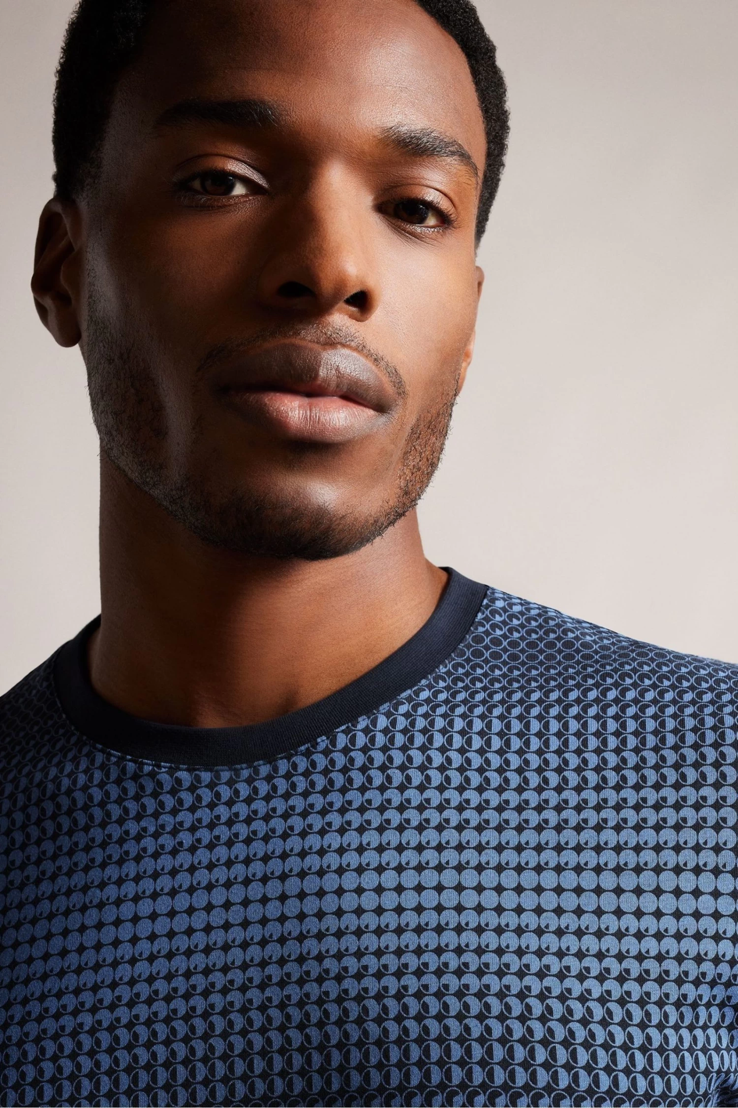 Ted Baker Ronete Blue Short Sleeved Regular Fit Geo T-Shirt - Image 4