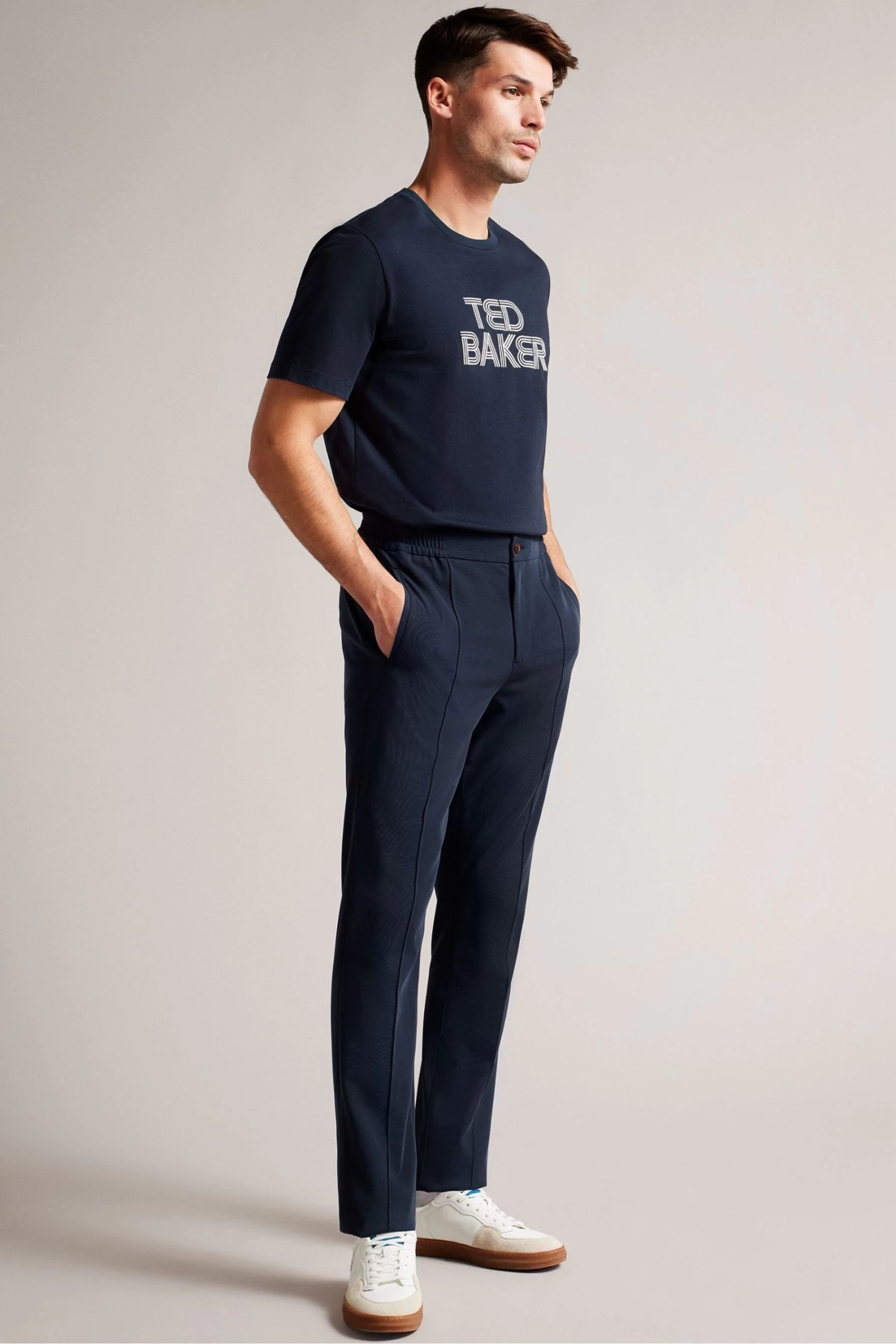 Ted Baker Kenedy Blue Short Sleeved Regular Fit Branded T-Shirt - Image 3