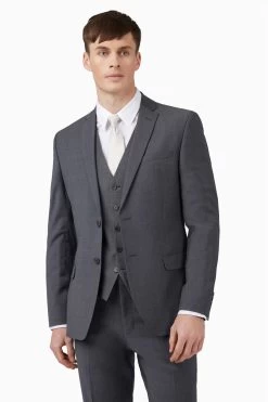 Ted Baker Grey Prem Charcoal Panama Slim Suit: Jacket