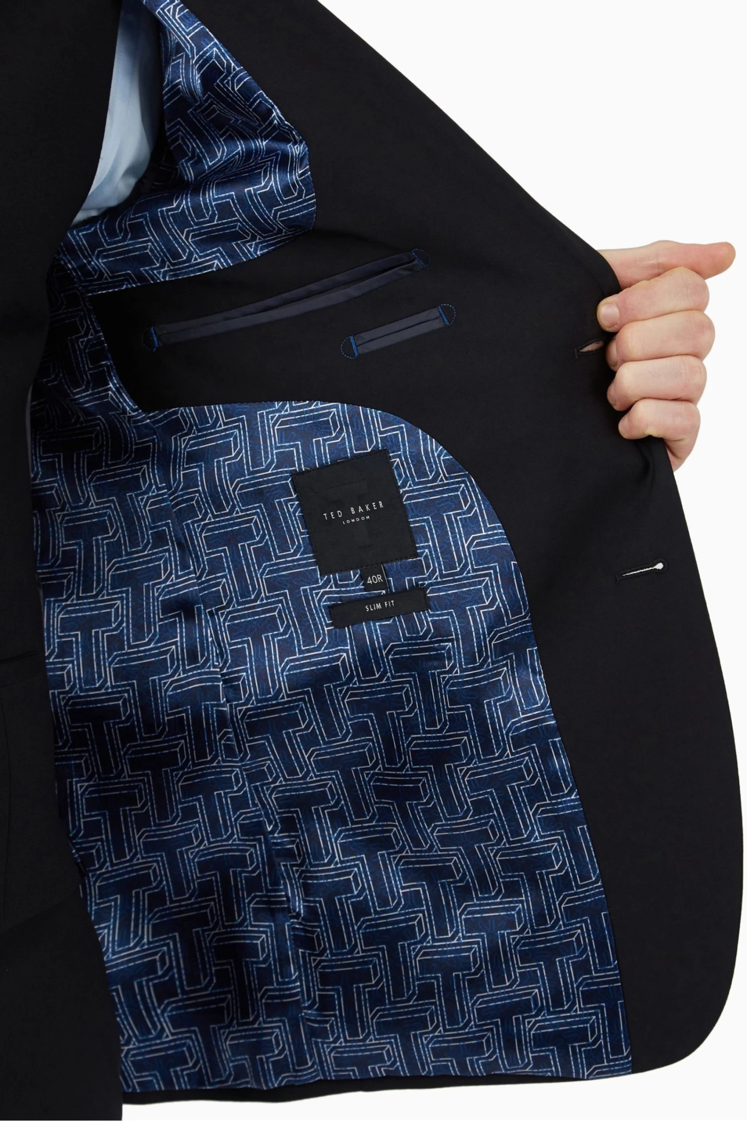 Ted Baker Premium Black Panama Slim Suit: Jacket - Image 5